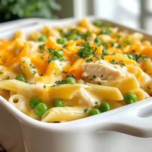When I make Chicken Pot Pie Pasta, I love using simple, fresh ingredients. Here’s what you need: - 2 cups cooked pasta (penne or rigatoni) - 2 cups cooked chicken, shredded - 1 cup frozen mixed vegetables (peas, carrots, corn) - 1 cup chicken broth - 1 cup heavy cream - 1 teaspoon onion powder - 1 teaspoon garlic powder - 1 teaspoon dried thyme - 2 tablespoons olive oil - Salt and pepper, to taste - 1/2 cup shredded cheddar cheese (optional for extra creaminess) - Fresh parsley, chopped (for garnish) Each ingredient plays a key role. The pasta gives a hearty base. The chicken adds protein and flavor. Mixed veggies bring color and nutrients. Chicken broth and cream make the dish creamy and rich. The spices enhance taste with warm notes. Finally, cheese adds a delicious finish. With these ingredients ready, you can enjoy a comforting meal that's quick to prepare. {{ingredient_image_2}} First, grab a large pot. Fill it with salted water and bring it to a boil. Once boiling, add 2 cups of your pasta. I like penne or rigatoni for this dish. Cook until al dente, as the package says. Once done, drain the pasta well and set it aside in a large mixing bowl. Next, take a spacious skillet and heat 2 tablespoons of olive oil over medium heat. Wait until the oil shimmers. Then, add 2 cups of shredded chicken to the skillet. Sauté the chicken for about 2-3 minutes. Stir often until the chicken is warm and gets a slight golden color. Now, it’s time to add flavor. Toss in 1 cup of frozen mixed vegetables. These can be peas, carrots, and corn. Cook for around 5 minutes, stirring frequently. Once the veggies are tender, pour in 1 cup of chicken broth and 1 cup of heavy cream. Stir well to mix everything. Add 1 teaspoon each of onion powder, garlic powder, and dried thyme. Season with salt and pepper to taste. Bring this mixture to a gentle simmer. Let the flavors mingle. Now, add the cooked pasta to the skillet. Toss everything together so the pasta gets coated in the creamy sauce. Let it cook on low heat for 3-4 minutes. This helps the flavors meld nicely. If you love cheese, sprinkle 1/2 cup of shredded cheddar cheese on top. Cover the skillet for a minute or two. This will help the cheese melt without overcooking the pasta. Finally, remove the skillet from heat. Garnish your dish with fresh chopped parsley for a nice touch. For presentation, serve the pasta in shallow bowls. A sprinkle of extra parsley and some freshly ground black pepper can make it look inviting. Enjoy your meal! To make sure your pasta is al dente, start with salted water. Bring the water to a rolling boil. Cook the pasta just until it is firm to the bite. This usually takes about 1-2 minutes less than the package says. Once done, drain it quickly and set it aside. When sautéing chicken, use a spacious skillet. Heat olive oil over medium heat until it shimmers. Add the shredded chicken and stir often. Cook for 2-3 minutes until it gets warm and slightly golden. This step keeps the chicken juicy and flavorful. To boost flavor, consider adding other seasonings. Try paprika for a smoky taste, or rosemary for a fresh note. You could also add a pinch of cayenne for heat. For homemade broth, simmer chicken bones with herbs and veggies. This makes a rich base for your dish. Using homemade broth adds depth to the flavor, making each bite special. Serve your chicken pot pie pasta in shallow bowls. This style gives it a rustic look. A sprinkle of fresh parsley adds a touch of color and brightness. For extra appeal, use garnishes like cracked black pepper. You can also drizzle a bit of olive oil on top. These simple touches make the dish look inviting and delicious. Pro Tips Use Rotisserie Chicken: For a quicker preparation, consider using store-bought rotisserie chicken. It saves time and adds great flavor! Customize Your Veggies: Feel free to swap in your favorite vegetables or whatever you have on hand. Broccoli, bell peppers, or spinach work beautifully. Thicken the Sauce: If you prefer a thicker sauce, mix 1 tablespoon of cornstarch with cold water and stir it into the mixture before simmering. Make It Ahead: This dish stores well in the fridge for a couple of days. You can easily reheat it for a quick meal! {{image_4}} You can swap chicken for turkey. This works great if you have leftovers. Rotisserie chicken is also a quick and tasty option. Just shred it and mix it in. For a vegetarian twist, use plant-based proteins. Chickpeas or lentils add a nice texture and flavor. Feel free to customize the dish with seasonal veggies. Fresh carrots, green beans, or spinach work well. You can also use your favorite herbs for extra taste. Fresh thyme or parsley can brighten up the meal. Just add them right before serving for the best flavor. Cheese can change the whole dish. Cheddar cheese gives a rich flavor, but try mozzarella for a stretchier bite. Crumbled feta or goat cheese can add a tangy twist. If you want vegan cheese, look for options made from nuts or soy. They melt nicely and can still add creaminess to your pasta. To store your Chicken Pot Pie Pasta, use an airtight container. This helps keep it fresh. You want to avoid any air getting in. The pasta will stay good for about three days. Remember to let it cool before sealing. If you need to reheat, use the stove or microwave. For longer storage, you can freeze Chicken Pot Pie Pasta. First, let it cool completely. Then, place it in a freezer-safe container. It can last for up to three months in the freezer. When you’re ready to eat, thaw it overnight in the fridge. Reheat it on the stove for the best taste. Stir it well to keep it creamy. You can also add a splash of broth if it looks dry. Enjoy your comforting meal later! You can easily make this dish gluten-free. Simply swap regular pasta for gluten-free pasta. Many brands offer great options. Look for penne or rigatoni that has a gluten-free label. You can also use gluten-free chicken broth. Always check labels to ensure all ingredients are safe. For a creamy texture, shredded cheddar cheese works best. It melts well and adds a rich flavor. You can also try mozzarella for a stretchier cheese. If you prefer something sharper, gouda or Monterey jack are great choices too. Feel free to mix different cheeses for a unique taste. Using uncooked pasta is possible, but you'll need to adjust cooking times. Start by adding the uncooked pasta to the skillet with the broth and cream. Increase the liquid amount to cover the pasta well. Cook it for about 10-15 minutes, or until tender. Stir frequently to prevent sticking. Different vegetables cook at different rates. For example, carrots take longer than peas. To adjust, add firmer veggies first, like carrots, and let them cook for a few minutes. Then, add quick-cooking vegetables, like peas, later. This way, all veggies will be tender and perfect. Yes, you can make this dish in advance. Prepare it fully but leave out the cheese topping. Store the mix in an airtight container in the fridge for up to 3 days. When ready to serve, reheat it in a skillet. Add cheese right before serving for the best melt. This blog post covered a hearty Chicken Pot Pie Pasta recipe. We detailed the ingredients, step-by-step instructions, and tips for perfecting each element. I shared ideas for variations and how to store leftovers. You can easily customize this dish to fit your taste. Whether you swap proteins or use different veggies, the options are endless. Enjoy making this comforting meal that brings warmth to your table. Happy cooking!