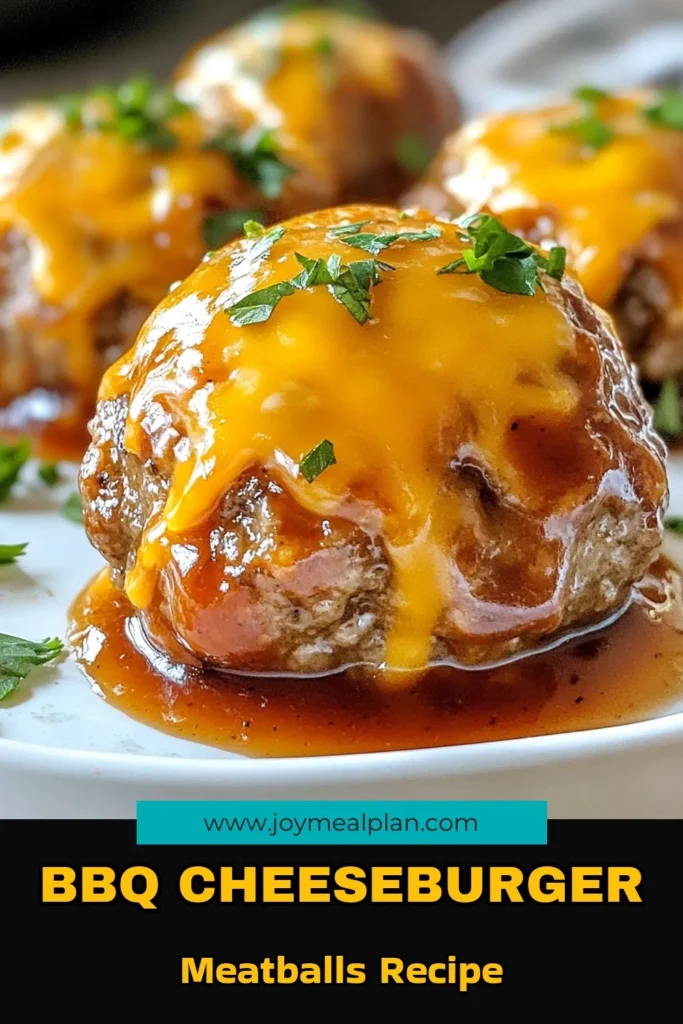 Discover the ultimate BBQ meatball recipe with these cheesy, flavorful cheeseburger meatballs! Perfectly made from ground beef meatballs and topped with melted cheddar and BBQ sauce, these easy BBQ meatballs are a crowd-pleaser. Bake them to perfection for a quick meal or snack. Ready to savor these delicious baked meatballs with cheese? Click to find the full recipe and add these to your must-try list! #BBQMeatballs #CheeseburgerMeatballs #GroundBeefMeatballs #EasyBBQMeatballs