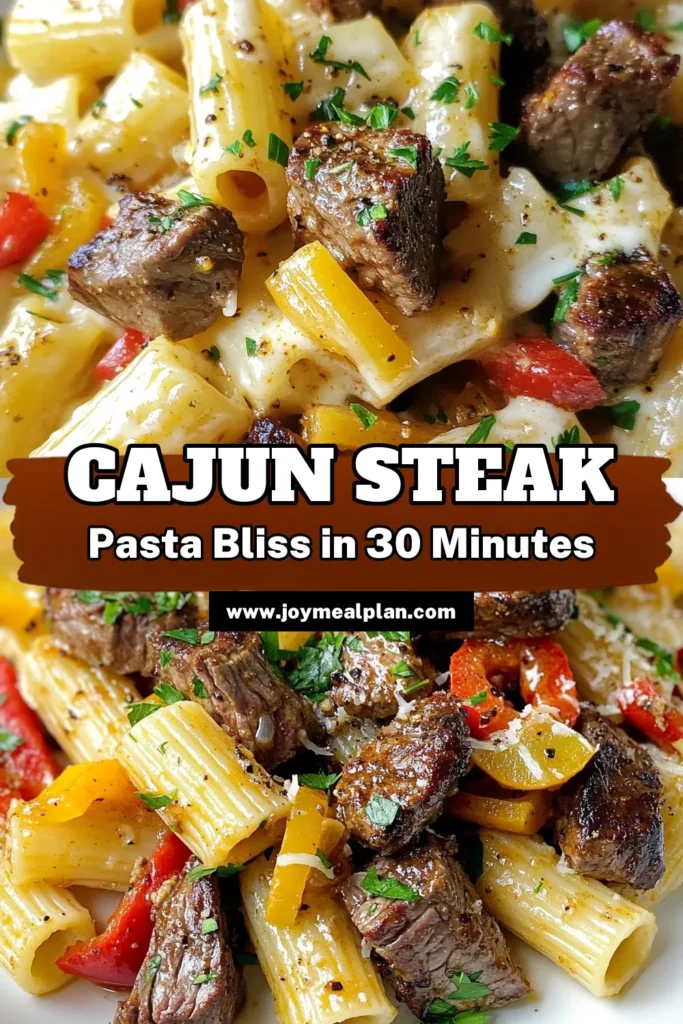 Indulge in this delightful Cajun Steak Tip Rigatoni, the perfect blend of spice and creaminess in a quick dinner. This easy Cajun pasta recipe features tender steak tips, vibrant bell peppers, and a luxurious creamy sauce that will impress everyone at your table. Perfect for busy nights, this dish is sure to become a go-to! Try it out and save for later! #CajunSteakRigatoni #CajunPastaRecipe #EasyCajunDinnerRecipes #SteakTipsPasta