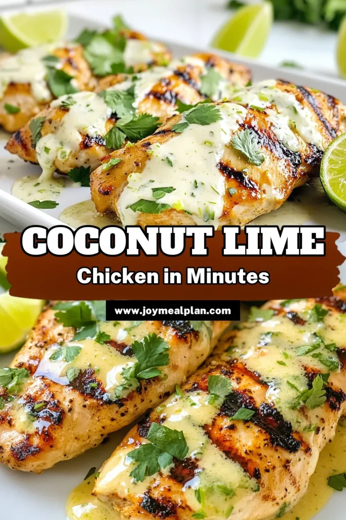 Discover the vibrant flavors of Coconut Lime Chicken, the ultimate marinated chicken recipe for a tropical dinner! This grilled coconut chicken features a zesty lime marinade that infuses tenderness and taste into every bite. Perfect for a family meal or impressing guests, it's easy to prepare and absolutely delicious. Try this tropical chicken dinner and elevate your culinary experience. Save this recipe for a taste of the tropics! #CoconutLimeChicken #GrilledChicken #TropicalDinner #ChickenRecipe