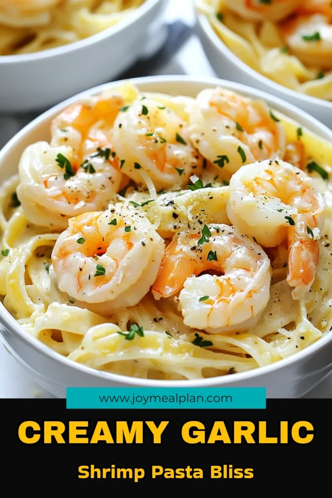 Indulge in this creamy garlic shrimp pasta that's a perfect blend of flavors and textures. This shrimp pasta recipe features tender fettuccine shrimp tossed in a rich, creamy garlic sauce, making it an ideal dish for easy pasta nights. Ready in just 30 minutes, it's perfect for busy weeknights! Don't miss out on this delicious garlic shrimp recipe—save it for later and impress your loved ones tonight! #CreamyGarlicShrimpPasta #ShrimpPastaRecipe #FettuccineShrimp #EasyPastaDishes
