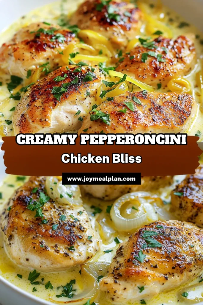 Discover the deliciousness of Creamy Pepperoncini Chicken! This easy chicken skillet dinner features tender chicken thighs simmered in a creamy sauce with pepperoncini peppers, garlic, and Italian seasoning. Perfect for a quick weeknight meal, this skillet chicken recipe is sure to impress. Ready in just 30 minutes, it's the ultimate comfort food. Save this Creamy Pepperoncini Chicken Skillet recipe for your dinner inspiration! #CreamyChicken #SkilletDinner #ChickenRecipe #EasyRecipes