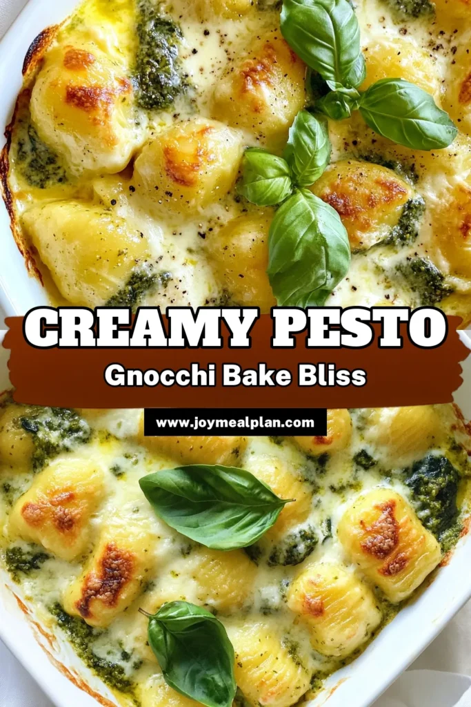 Indulge in this Creamy Pesto Spinach Gnocchi Bake that's a must-try for pasta lovers! This spinach gnocchi recipe is perfect for easy weeknight dinners, combining tender gnocchi and rich cheese for a comforting dish. Enjoy the flavors of this vegetarian gnocchi casserole that’s both creamy and satisfying. Perfect for families, this easy pesto pasta bake is ready in just 40 minutes. Save this recipe now and delight your taste buds later! #PestoGnocchi #VegetarianRecipes #ComfortFood #EasyDinnerIdeas
