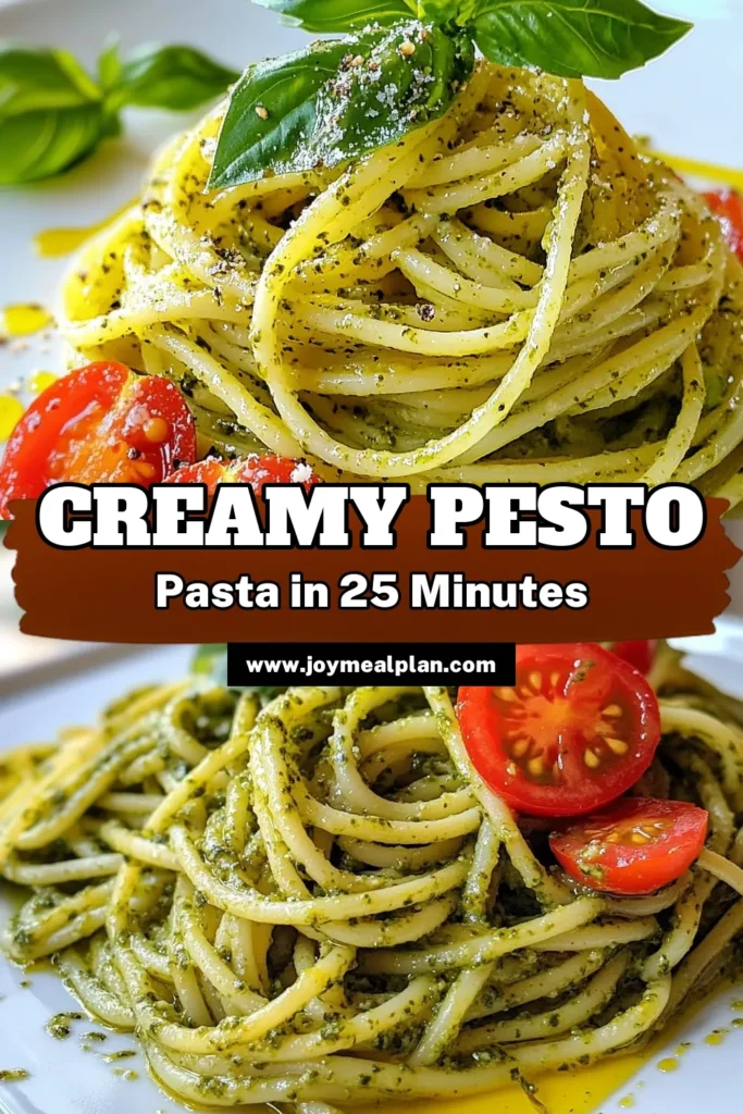 Indulge in this creamy pesto pasta recipe that combines fresh homemade basil pesto with fettuccine for a delightful dish. This easy pesto pasta comes together in just 25 minutes and delivers rich flavors with every bite. Perfect for weeknight dinners or special occasions, this creamy pasta with basil will impress your family and friends. Save this recipe and enjoy a delicious meal tonight! #PastaRecipes #PestoPasta #EasyDinner #HomemadePesto