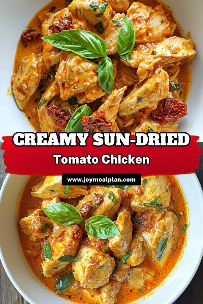 Indulge in this delicious Slow Cooker Sun-Dried Tomato Chicken recipe that's packed with flavor and vibrant colors. Perfect for busy weeknights, this creamy chicken recipe uses tender chicken breasts simmered in coconut milk and sun-dried tomatoes. It's an easy slow cooker chicken dish that your family will love! Try this tasty twist on chicken recipes with sun-dried tomatoes today. Save for later and enjoy! #SlowCookerRecipes #CoconutMilkChicken #ChickenRecipes #EasyDinnerIdeas