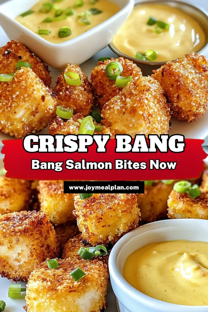 Looking for a delicious and simple appetizer? Try these Crispy Bang Bang Salmon Bites! This easy Salmon Bites recipe features panko breaded salmon, fried to perfection and served with a rich Bang Bang Sauce. Perfect for parties or a fun snack, these bites are sure to impress. Ready to elevate your culinary skills? Save and make this delicious dish today! #CrispyBangBangSalmon #SalmonBitesRecipe #BangBangSauce #EasySalmonAppetizer