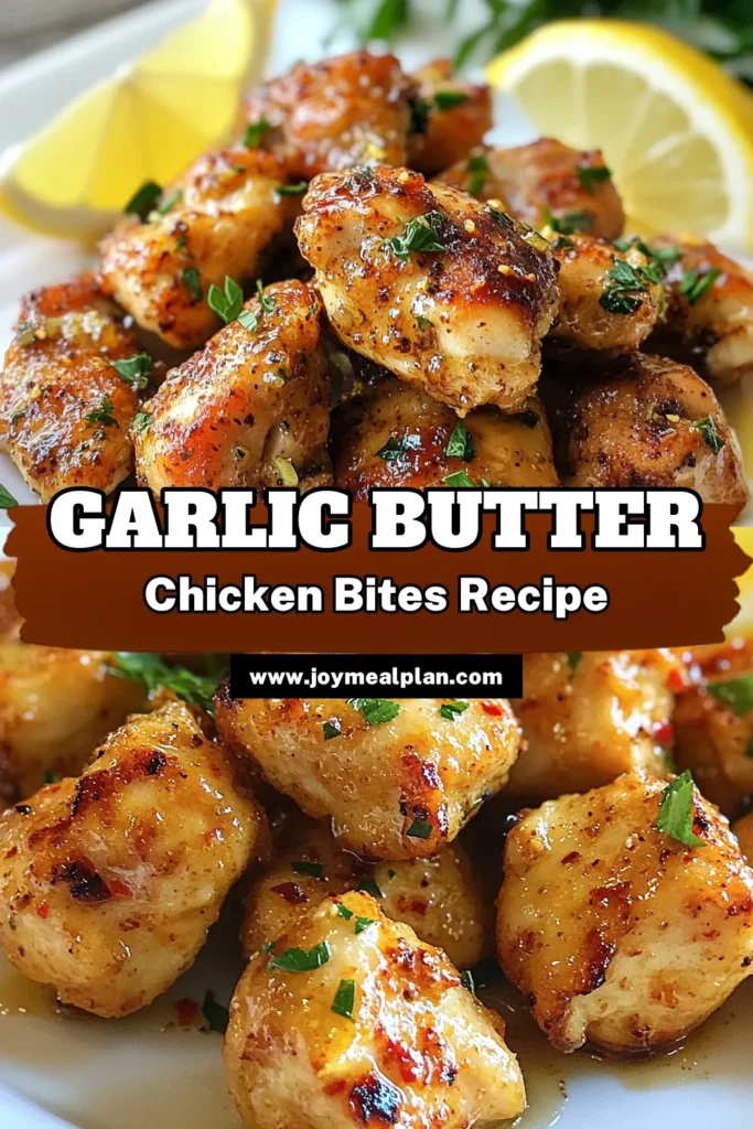 Discover the ultimate garlic butter chicken bites that will transform your dinner routine! This easy chicken recipe features tender chicken breast dishes sautéed in a rich garlic butter sauce for an irresistible garlic chicken dinner. Perfect for busy weeknights, these skillet chicken recipes come together in just 20 minutes. Get ready to impress your family with this flavorful dish. Save this recipe for your next meal! #GarlicButterChickenBites #EasyChickenRecipes #SkilletChickenRecipes #GarlicChickenDinner