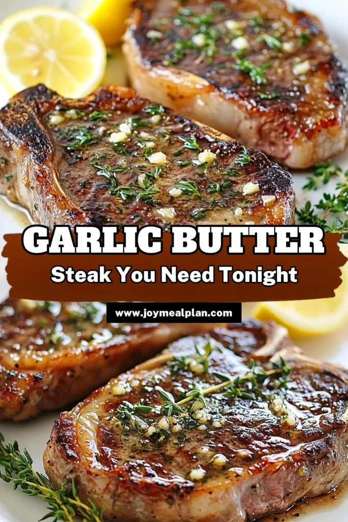 Indulge in the Ultimate Garlic Butter Steak with this easy ribeye steak recipe! Enjoy juicy ribeye steaks seared to perfection and drenched in a mouthwatering garlic herb sauce. This easy steak dinner recipe is perfect for impressing guests or treating yourself. Ready in just 30 minutes, it's the ultimate comfort food. Don’t wait—save this delicious Garlic Butter Steak recipe now! #GarlicButterSteak #RibeyeSteakRecipe #EasySteakDinner #GarlicHerbSteak