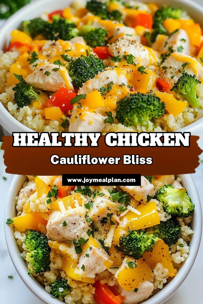 Enjoy a delicious and nutritious dinner with this Healthy Chicken Cauliflower Rice Casserole! This low-carb chicken dish features tender chicken, vibrant veggies, and creamy Greek yogurt for a wholesome twist. Perfect as a hearty meal, this cauliflower rice recipe is great for anyone seeking healthy options. Try this easy healthy chicken casserole for a filling family favorite! Save it for your next dinner! #HealthyDinner #LowCarb #CasseroleRecipes #NutritiousEating
