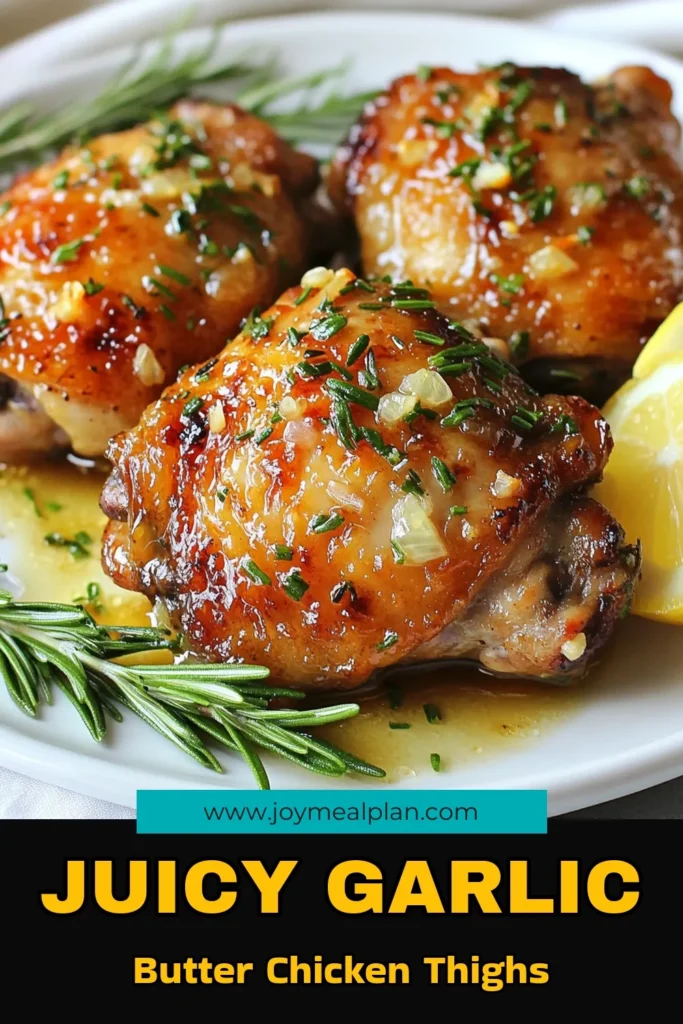 Discover the irresistible flavors of Rosemary Garlic Butter Chicken Thighs! This easy chicken thighs recipe showcases tender, oven roasted chicken thighs infused with garlic and fresh rosemary, all bathed in rich butter. Perfect for dinner, this butter chicken thigh recipe is a must-try. Impress your family with this delicious dish tonight! Save this recipe for later and elevate your culinary skills! #RosemaryGarlicChickenThighs #OvenRoastedChickenThighs #GarlicButterChicken #EasyChickenThighsRecipe