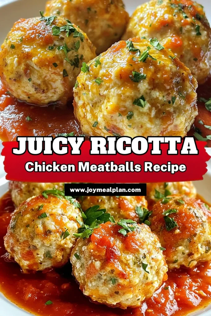 Discover the irresistible taste of Ricotta Chicken Meatballs! This easy ground chicken meatballs recipe combines ricotta and Parmesan for a healthy chicken meatball dish that's perfect for the whole family. Baked chicken meatballs with ricotta are deliciously tender and served with marinara sauce for a delightful meal. Try this healthy and flavorful meatball recipe today! Save for later! #RicottaChickenMeatballs #HealthyRecipes #MeatballRecipe #EasyDinnerIdeas