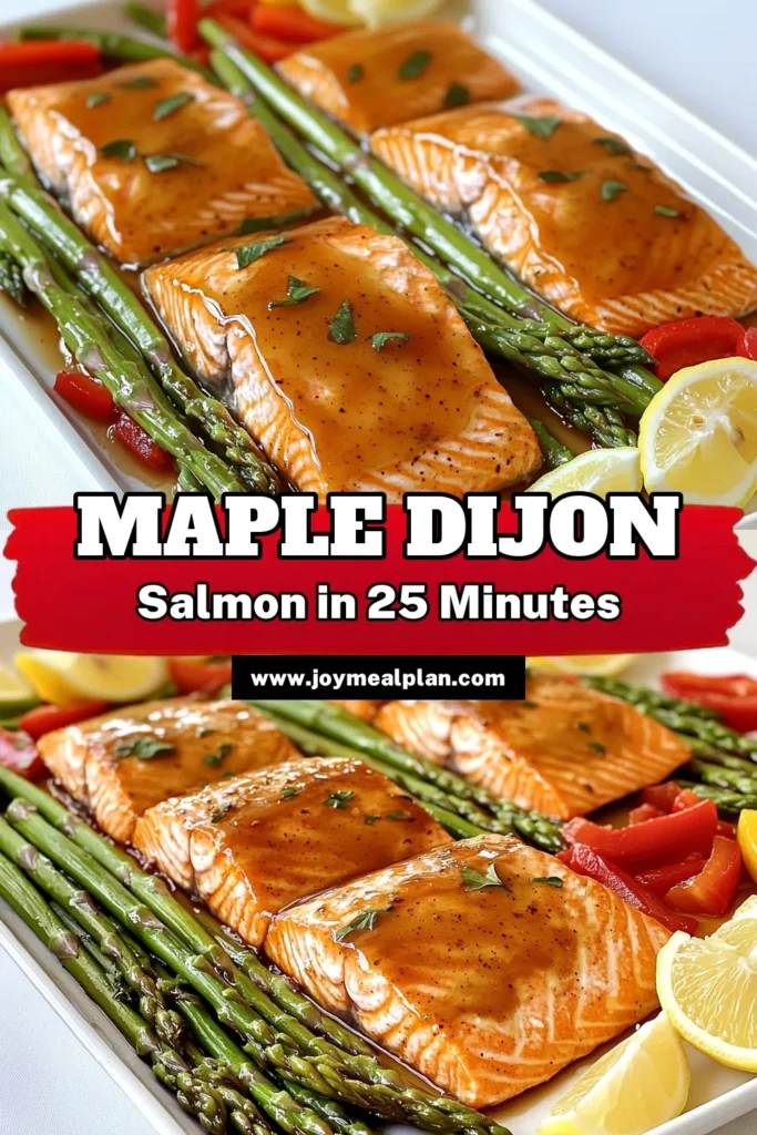 Elevate your dinner game with this Sheet Pan Maple Dijon Salmon Delight! Discover how to create a flavorful, healthy meal in just 25 minutes using fresh salmon, asparagus, and bell peppers coated in a delightful maple-Dijon glaze. Perfect for busy weeknights, this simple recipe is sure to impress your family and friends. Click to explore the full recipe and bring this delicious dish to your table tonight! #SalmonRecipe #HealthyEating #SheetPanMeals #QuickDinners