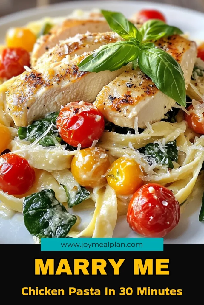 Indulge in the delightful flavors of Easy Marry Me Chicken Pasta, a creamy chicken pasta recipe that’s perfect for a weeknight dinner! This one-pan chicken pasta features fettuccine with chicken and spinach, all enveloped in a luscious cream sauce. Quick to prepare and oh-so-satisfying, it’s sure to impress. Bring a taste of Italy to your table tonight! Save this recipe for your next Italian chicken pasta dinner! #MarryMeChicken #OnePanPasta #PastaRecipe #ItalianDinner