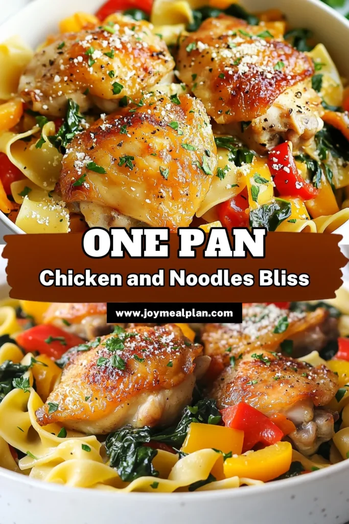 Discover the ultimate One-Pan Chicken Recipe featuring tender chicken thighs and creamy Buttered Noodles Dish that’s sure to impress. This Easy Chicken Thighs Recipe combines savory sautéed vegetables with flavors of garlic and oregano, creating a delightful Chicken and Noodles Meal in just 30 minutes. Perfect for busy weeknights! Try this quick dinner idea tonight and elevate your family meals. Save now! #OnePanChicken #ButteredNoodles #QuickDinnerIdeas #EasyRecipes