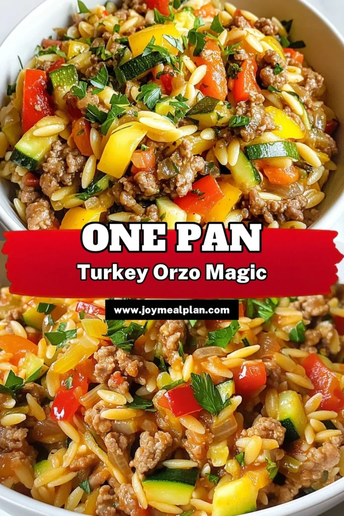Looking for a delicious and healthy ground turkey orzo recipe? This one skillet turkey dinner is perfect for easy weeknight meals! Packed with veggies and full of flavor, this quick orzo dish combines ground turkey, orzo pasta, and seasonings for a satisfying meal ready in just 30 minutes. Save this simple recipe for a nutritious family dinner! #GroundTurkeyOrzo #HealthyMeals #QuickDinners #EasyRecipes