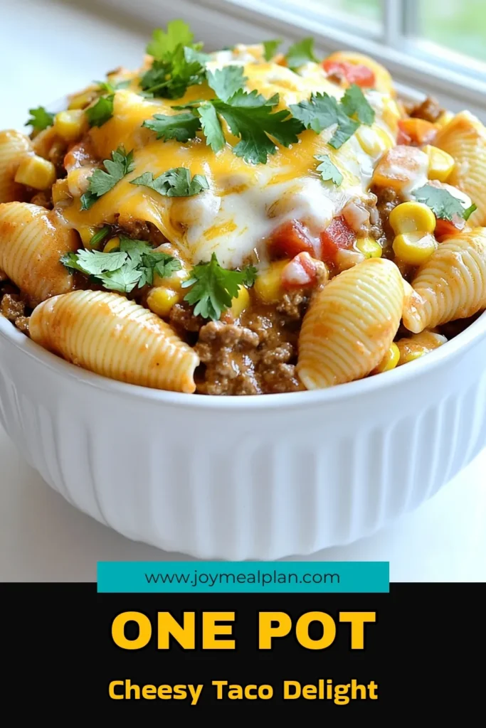 Dive into this delicious One Pot Cheesy Taco Pasta that's sure to become a family favorite! With tender pasta, seasoned ground beef, and gooey cheese, this meal is packed with flavor and ready in just 30 minutes. Perfect for busy weeknights, it's quick, cheesy, and utterly satisfying. Click through to explore the full recipe and make your dinner stress-free and tasty tonight! #TacoPasta #OnePotMeals #EasyDinner #CheesyRecipes