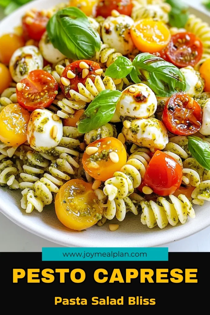 Looking for a delicious and refreshing meal? Try this Pesto Caprese Pasta Salad, an easy pasta salad recipe that combines fresh basil, cherry tomatoes, and mozzarella for a delightful quick summer pasta dish! Perfect for picnics or a light lunch, this fresh basil pasta salad is bursting with flavor. Ditch the boring meals and enjoy a vibrant Cherry Tomato Mozzarella Salad. Save this recipe now for your next gathering! #PastaSalad #SummerRecipes #HealthyEating #PestoCaprese