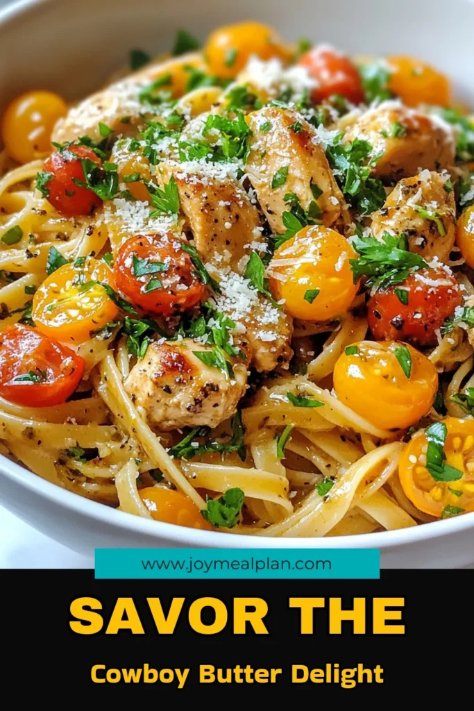 Discover the ultimate weeknight dinner with this Cowboy Butter Chicken Linguine recipe! This creamy chicken linguine is quick to make and bursting with flavor thanks to a spicy butter chicken sauce. Made with tender chicken, perfectly cooked linguine, and zesty cherry tomatoes, it's an easy weeknight dinner recipe that's sure to impress. Save this tasty dish for your next meal! #CowboyButterChicken #LinguinePastaRecipe #CreamyChickenLinguine #EasyDinnerRecipe