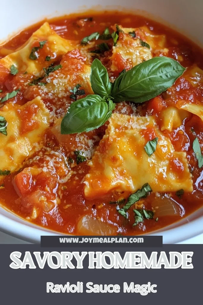 Discover the ultimate homemade ravioli sauce with our savory tomato sauce recipe. This easy pasta sauce combines San Marzano tomatoes, fresh basil, and garlic for a rich flavor. Perfect for any meal, it's simple to make and will elevate your homemade ravioli. Don't miss out on this delicious addition to your cooking repertoire! Save this recipe for a flavorful dinner tonight! #HomemadeRavioliSauce #PastaRecipe #TomatoSauce #CookingTips