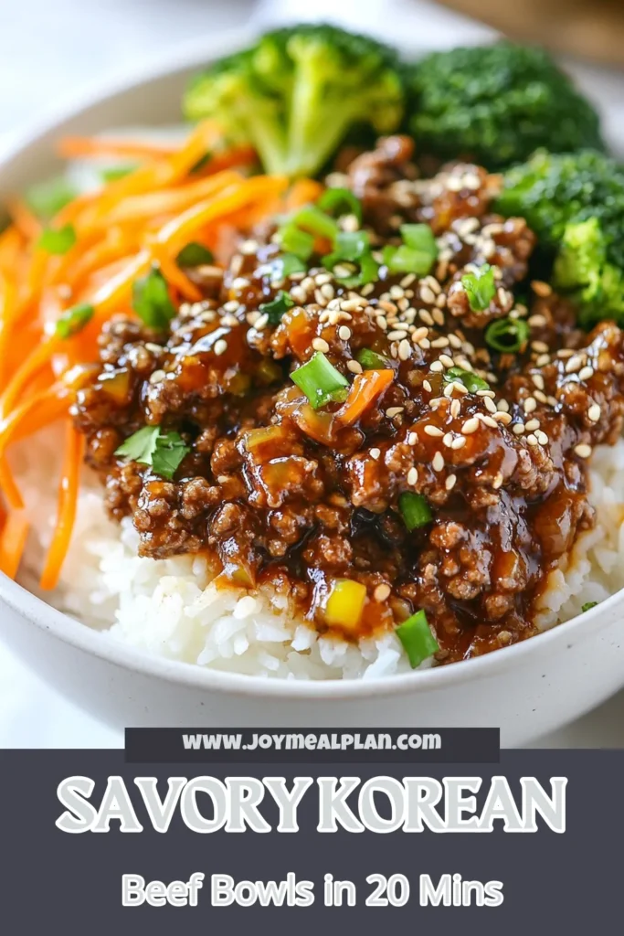 Looking for a delicious Korean ground beef recipe? Try these Korean beef bowls for an easy ground beef dinner that’s packed with flavor. With gochujang for a spicy kick, this quick rice bowl recipe comes together in just 20 minutes! Serve it over your choice of rice and load it with veggies for a complete meal. Perfect for busy weeknights! Save this recipe for your next dinner! #KoreanGroundBeefRecipe #EasyGroundBeefDinner #GochujangBeefBowls #QuickRiceBowlRecipe