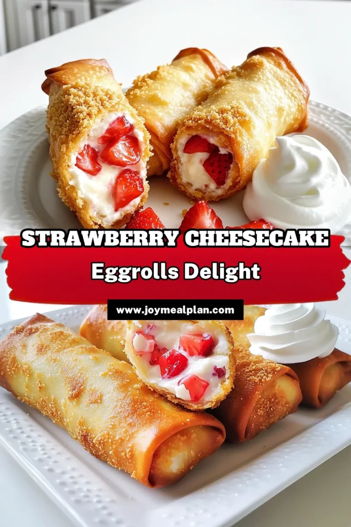 Indulge in a delightful twist with these Twisted Strawberry Cheesecake Eggrolls! Packed with fresh strawberries and creamy cheesecake filling, these crispy treats are perfect for any occasion. Follow our simple recipe for a delicious adventure that will impress your friends and family. Don’t wait, click through to explore the full recipe and bring this delicious dessert to life! #StrawberryCheesecake #Eggrolls #DessertRecipe #DeliciousTreats