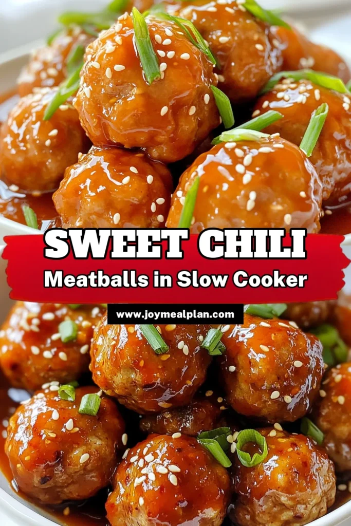 Discover the ultimate Sweet Chili Meatballs with this easy Crockpot Meatball Recipe! Made with ground beef and coated in a delicious Easy Sweet Chili Sauce, these Slow Cooker Meatballs are perfect for any occasion. With just 15 minutes of prep, let your crockpot do the work while you enjoy tender, flavorful meatballs. Perfect for parties or weeknight dinners! Save this recipe and impress your loved ones! #CrockpotRecipes #SweetChiliMeatballs #EasyDinner #SlowCookerMeals