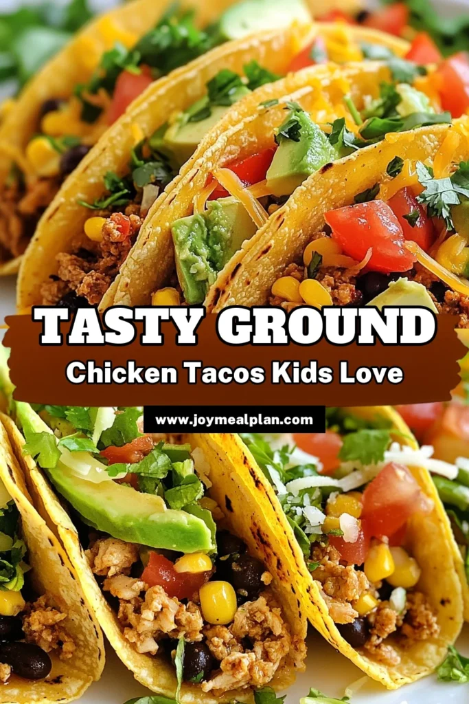 Make dinner a breeze with these kid-friendly chicken tacos that are sure to be a hit! This ground chicken taco recipe is not only easy to whip up but also packed with flavor, making it the perfect easy taco dinner. Serve healthy tacos for kids that they'll love on taco night! Try this recipe and enjoy a delicious family meal. Save this for your next taco night idea! #KidFriendlyTacos #EasyTacoDinner #HealthyTacosForKids #TacoNightIdeas