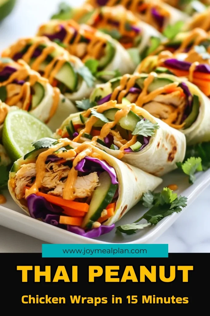 Looking for a delicious and nutritious meal? Try these Thai peanut chicken wraps! This easy chicken wraps recipe is perfect for weeknight dinners or a healthy lunch. Packed with fresh veggies and drizzled with flavorful peanut sauce, these healthy Thai wraps are a must-try. Wrap it all up in a whole wheat tortilla for a wholesome bite. Save this recipe for quick and tasty peanut sauce chicken wraps! #ThaiPeanutChickenWraps #HealthyWraps #EasyChickenWraps #Foodie