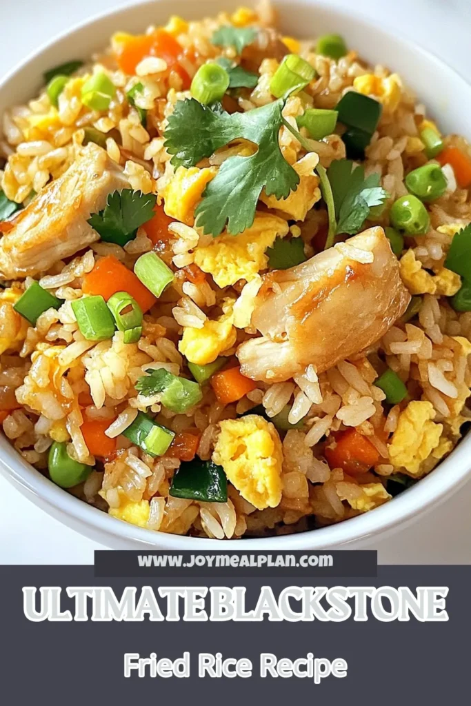 Discover the mouthwatering delight of Blackstone chicken fried rice! This easy chicken fried rice recipe uses fragrant jasmine rice for a perfect balance of flavors. Cooked on a griddle, this homemade fried rice with chicken is a quick and delicious meal that's sure to impress. Perfect for busy weeknights, this fried rice on griddle will become a family favorite. Save this recipe and enjoy a tasty dinner tonight! #BlackstoneChickenFriedRice #EasyChickenFriedRice #JasmineRiceRecipe #FriedRiceOnGriddle