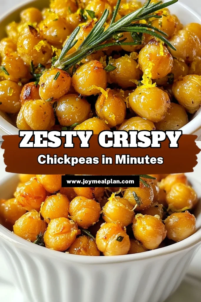 Looking for a delicious and healthy snack? Try these Zesty Lemon Rosemary Roasted Chickpeas! This easy roasted chickpea recipe features crispy chickpeas coated in tangy lemon and fragrant rosemary, making them the perfect healthy snack idea. Ideal for munching or as a salad topping, these rosemary chickpeas will delight your taste buds. Save this recipe now and elevate your snacking game! #healthyrecipes #snackideas #roastedchickpeas #vegan