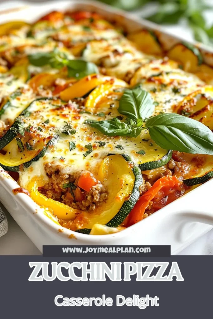Savor the healthy goodness of this Zucchini Pizza Casserole, a delicious low carb pizza casserole that combines fresh zucchini with ground turkey for a satisfying meal. This baked zucchini pizza recipe is perfect for busy nights and makes use of wholesome ingredients. Enjoy this easy ground turkey casserole recipe that is both nutritious and flavorful. Don't forget to save this recipe for your next dinner! #ZucchiniRecipes #LowCarb #HealthyEating #CasseroleDinner