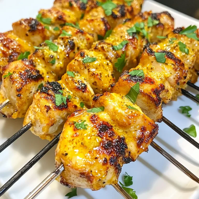 - 1 lb chicken breast, cut into 1-inch cubes - 4 tablespoons extra virgin olive oil - 4 cloves garlic, finely minced - 1/2 cup freshly grated Parmesan cheese - 1 teaspoon Italian seasoning blend - Sea salt and freshly cracked black pepper, to taste - Skewers (if using wooden skewers, soak them in water for 30 minutes) - Fresh parsley, chopped (for garnish) When it comes to Parmesan cheese, fresh is best. Look for cheese with a hard texture and a strong smell. This type has rich flavor and melts perfectly. If you can't find fresh cheese, pre-grated can work, but it may lack depth. For Italian seasoning, you can mix your own herbs. Try equal parts dried basil, oregano, and thyme. This blend gives a great flavor. You can even add a pinch of red pepper flakes for some heat! {{ingredient_image_2}} 1. Whisking the marinade Start by taking a large mixing bowl. Add 4 tablespoons of extra virgin olive oil. Next, add 4 finely minced cloves of garlic. Then, add 1/2 cup of freshly grated Parmesan cheese. Mix in 1 teaspoon of Italian seasoning blend, sea salt, and black pepper. Whisk everything together until it is well combined. 2. Coating the chicken evenly Take 1 pound of chicken breast that is cut into 1-inch cubes. Place the chicken cubes into the marinade. Use a spatula or your hands to make sure every piece is coated. You want each cube to soak up all that flavor. Cover the bowl tightly with plastic wrap. Let it sit in the fridge for at least 30 minutes. For a stronger taste, let it marinate for up to 2 hours. 1. Preheating techniques for optimal grilling While the chicken marinates, it’s time to get your grill ready. Turn on your grill or grill pan and set it to medium-high heat. Let it heat up for about 10-15 minutes. You want it hot enough to sear the chicken. 2. Choosing the right grill type (outdoor vs. indoor) If you have an outdoor grill, that’s great! You can enjoy the smoky flavor. If not, an indoor grill pan works just as well. Both options give tasty results. 1. Skewering the chicken pieces After marinating, take your skewers. If you use wooden skewers, soak them in water for 30 minutes first. Thread the chicken cubes onto the skewers. Leave a little space between each piece. This helps them cook evenly. 2. Grilling times and temperature checks Place the skewers on the preheated grill. Cook them for about 5-7 minutes on each side. Look for a nice golden char and grill marks. The chicken should be fully cooked. When it's done, remove the skewers and let them rest for a few minutes. This keeps the chicken juicy. For the best flavor, I suggest marinating the chicken for at least 30 minutes. However, if you have time, go for 2 hours. This longer time really brings out the taste. You can also add spices to the marinade for a twist. Try smoked paprika or a pinch of red pepper flakes for extra flavor. To keep your chicken juicy, avoid overcooking it. Grill the skewers for about 5-7 minutes on each side. Check for doneness by cutting into a piece. The chicken should be white inside, with no pink. If you have a thermometer, aim for 165°F. If not, just cut and check! Pair your keto chicken skewers with fresh, crunchy sides. Cucumber slices or a simple salad work great. To impress guests, arrange the skewers on a platter. Drizzle leftover marinade on top for added flavor. Add a sprinkle of fresh parsley for color and a nice touch. Pro Tips Marinate for Maximum Flavor: Allow the chicken to marinate for at least 30 minutes, but for an even bolder flavor, marinate for up to 2 hours. Soak Wooden Skewers: If using wooden skewers, soak them in water for 30 minutes before grilling to prevent burning on the grill. Check for Doneness: Ensure the chicken is fully cooked by checking that it reaches an internal temperature of 165°F (75°C) for safety. Rest Before Serving: Let the skewers rest for a few minutes after grilling to allow the juices to redistribute, resulting in juicier chicken. {{image_4}} You can change the protein in this recipe easily. Shrimp works well for a quick cook. Beef adds a rich flavor and texture, too. Just remember to adjust cooking times. For a vegan twist, use tofu or tempeh. These options soak up the marinade nicely. You can also try seitan for a meat-like taste. Want to spice it up? Add cayenne pepper or chili flakes to your marinade. This brings a nice heat to the dish. Start with a pinch and taste as you go. You can also add colorful veggies to your skewers. Bell peppers, cherry tomatoes, or zucchini are great choices. They add crunch and extra nutrition. Just cut them into similar sizes for even cooking. To store your leftover keto chicken skewers, first let them cool completely. Place the skewers in an airtight container. You can keep them in the fridge for up to three days. For longer storage, consider freezing them. Wrap the skewers tightly in plastic wrap, then place them in a freezer-safe bag. They will stay fresh for up to three months. When it's time to enjoy your leftovers, reheating is key. You want them to be warm but not overcooked. The best way to reheat is in the oven. Preheat your oven to 350°F (175°C). Place the skewers on a baking sheet and cover them with foil. Heat for about 10-15 minutes or until warmed through. This method keeps them juicy and avoids drying out. You can also reheat them in a microwave, but be careful. Use a lower power setting and heat in short bursts to keep them moist. Marinating chicken is key for flavor. I recommend marinating for at least 30 minutes. This time allows the chicken to soak up the garlic and Parmesan taste. If you have more time, let it sit for up to 2 hours. This longer marination gives a stronger flavor. Just remember, don’t marinate too long, as the acid can change the chicken’s texture. You should soak wooden skewers before using them. Soaking helps prevent the skewers from burning on the grill. If you skip this step, the skewers may catch fire and ruin your meal. Soak them in water for 30 minutes. This simple step makes a big difference when cooking. Look for a few signs to know when your chicken is done. First, the chicken should have a nice golden brown color. Check that it has clear juices running out. If the juices are pink, give it more time. The best way is to use a meat thermometer. The chicken needs to reach 165°F (75°C) to be safe to eat. Yes, this recipe is great for meal prep! You can marinate the chicken ahead of time and store it in the fridge. Cooked skewers can also be kept in the fridge for up to 4 days. Just make sure to store them in an airtight container. When you’re ready to eat, you can quickly reheat them. This makes for a tasty and easy meal any day! This blog post explored a delicious recipe for Keto Chicken Skewers. We covered essential ingredients like chicken, garlic, and Parmesan. Marinating tips and grilling techniques were discussed to ensure juicy chicken. Variations included swaps for proteins and flavors. Lastly, we shared storage tips for leftovers. In conclusion, these skewers are a tasty and flexible meal option. With a few tweaks, you can make them your own. Enjoy grilling and impressing your guests!