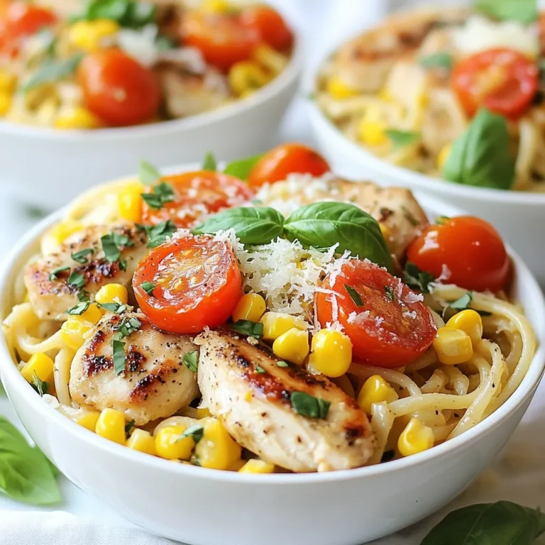 For this dish, you will need: - 2 chicken breasts, diced into bite-sized pieces - 8 oz linguine pasta These simple ingredients form the base of our delightful meal. The chicken adds protein, while the linguine provides a perfect texture. The star of this recipe, Cowboy Butter, requires: - 4 tablespoons unsalted butter, melted - 1 tablespoon minced garlic - 1 tablespoon fresh parsley, chopped - 1 teaspoon smoked paprika - 1/2 teaspoon cayenne pepper - Sea salt and freshly ground black pepper to taste This butter brings a rich flavor and depth to the dish. The garlic and spices really shine through. To enhance the taste, gather these extra ingredients: - 1 cup cherry tomatoes, halved - 1 cup corn kernels (fresh or frozen) - 1 teaspoon lemon zest - 1 tablespoon fresh lemon juice - 1/2 cup grated Parmesan cheese - Fresh basil leaves for garnish These ingredients add brightness and texture. The lemon zest and juice brighten the dish, while the cherry tomatoes and corn offer a sweet crunch. {{ingredient_image_2}} To make Cowboy Butter, start with a medium bowl. First, melt one stick of unsalted butter. Then, add one tablespoon of minced garlic and one tablespoon of chopped parsley. Next, mix in one teaspoon of smoked paprika and half a teaspoon of cayenne pepper. Season this with sea salt and black pepper. Whisk until everything blends well. Set this tasty butter aside for later. Grab a large pot and fill it with water. Make sure to add a good amount of salt. Bring the water to a boil. Once boiling, carefully add eight ounces of linguine. Cook it according to the package instructions until it is al dente. After cooking, drain the pasta but save half a cup of the water. Set the linguine aside for now. Take a large skillet and heat a splash of oil over medium heat. Add two diced chicken breasts to the pan. Season the chicken with sea salt and black pepper. Cook the chicken, stirring often, until it turns golden brown and is fully cooked. This should take about five to seven minutes. Once the chicken is cooked, lower the heat. Add the Cowboy Butter you made earlier. Toss in one cup of halved cherry tomatoes and one cup of corn kernels. Add one teaspoon of lemon zest and one tablespoon of lemon juice to the mix. Stir gently and let it cook for two to three minutes. This allows the tomatoes to soften and the flavors to combine. Now, add the reserved linguine to the skillet. Toss everything together until the pasta is coated in the sauce. If the dish looks dry, add the reserved pasta water spoon by spoon until you reach a creamy consistency. Remove the skillet from the heat and stir in half a cup of grated Parmesan cheese until it melts. Taste and adjust the seasoning. To serve, plate the Cowboy Butter Chicken Linguine in bowls, and garnish with fresh basil and more Parmesan if you like. Enjoy! To cook chicken perfectly, start with even-sized pieces. Dice the chicken breasts into small, bite-sized chunks. This helps them cook evenly. Season the chicken with sea salt and black pepper before cooking. Heat a splash of oil in your pan over medium heat. Add the chicken and cook for 5-7 minutes. Stir occasionally until it turns golden brown and is fully cooked. Always check that the inside is no longer pink. Creamy linguine comes from good technique. First, cook your linguine in well-salted boiling water. Follow the package directions for timing. Reserve half a cup of the pasta water before draining. This starchy water helps make the sauce creamy. Once you mix the cooked linguine with the chicken and Cowboy Butter, add the reserved pasta water a little at a time. This will ensure your dish has the perfect creamy texture. Adjusting spiciness is easy with this recipe. If you want more heat, add extra cayenne pepper. Start with a pinch and taste as you go. If you prefer milder flavors, reduce the cayenne. You can also add a dollop of sour cream or Greek yogurt to tone down the spice. Incorporate more cherry tomatoes or corn to balance the heat with sweetness. Pro Tips Use Fresh Ingredients: Fresh chicken and seasonal vegetables elevate the flavors in this dish, making it more vibrant and delicious. Perfect Pasta Cooking: Always salt the pasta water generously; this is your chance to season the pasta itself. Customize the Spice Level: Adjust the cayenne pepper to your taste; you can omit it entirely for a milder dish or add more for extra heat. Garnish for Presentation: Fresh basil not only adds flavor but also enhances the visual appeal of your dish, making it more appetizing. {{image_4}} You can switch Cowboy Butter for other flavored oils. Try garlic oil or chili oil. Both add great taste and heat. You can even make a herb oil with fresh herbs. This keeps the dish fresh and adds a new twist. If you don’t have linguine, use another type of pasta. Spaghetti or fettuccine works well. You can also use whole wheat or gluten-free pasta. Each type brings its own flavor and texture. This way, you can enjoy this meal no matter your diet. Boost the nutrition of your Cowboy Butter Chicken Linguine. Add spinach or kale for more greens. You can also toss in bell peppers or zucchini. These veggies add color and vitamins. For protein, consider adding chickpeas or tofu. This makes the meal filling and healthy. To keep your Cowboy Butter Chicken Linguine fresh, let it cool first. Place it in an airtight container. This helps keep out air and moisture. Store it in the fridge for up to three days. If you want to enjoy it later, freezing is a great option. When you’re ready to eat your leftovers, heat them gently. Use a microwave-safe bowl and cover it loosely with a lid. Heat in short bursts, stirring often. This prevents uneven heating. If it seems dry, add a splash of water or broth for moisture. You can also reheat it on the stove over low heat. Just stir it often to keep it creamy. If you want to freeze Cowboy Butter Chicken Linguine, portion it into individual servings. Use freezer-safe containers or bags. Make sure to remove as much air as possible to prevent freezer burn. It will last in the freezer for about two months. To enjoy, thaw it overnight in the fridge before reheating. This keeps the flavors intact and ready to delight your taste buds. Yes, you can use other pasta types. Penne, fettuccine, or spaghetti work well. Each pasta changes the texture slightly, but the dish will still taste great. Choose what you love or have on hand. Just be sure to adjust cooking times as needed. Cowboy Butter Chicken Linguine stays fresh for about 3 to 4 days in the fridge. Store it in an airtight container to keep it tasty. Make sure to cool the dish before sealing it. If you want to eat it later, freeze it for up to 3 months. This dish pairs nicely with a simple salad or garlic bread. A fresh green salad adds crunch and balance. Garlic bread brings a warm, buttery taste that complements the linguine. You can also serve it with some roasted veggies for extra flavor. Yes! You can make a vegetarian version using veggies instead of chicken. Try mushrooms, zucchini, or bell peppers for a hearty bite. You can also add chickpeas for protein. Just keep the Cowboy Butter and all other ingredients the same for great taste. This blog post covered how to make Cowboy Butter Chicken Linguine. We discussed the key ingredients, like chicken and pasta, as well as other flavor boosters. I provided step-by-step cooking instructions, along with tips for perfect chicken and creamy pasta. You learned how to personalize your dish with variations and how to store leftovers properly. In closing, this dish is not just easy to make; it’s also versatile and tasty. Enjoy your cooking adventure and make it your own!