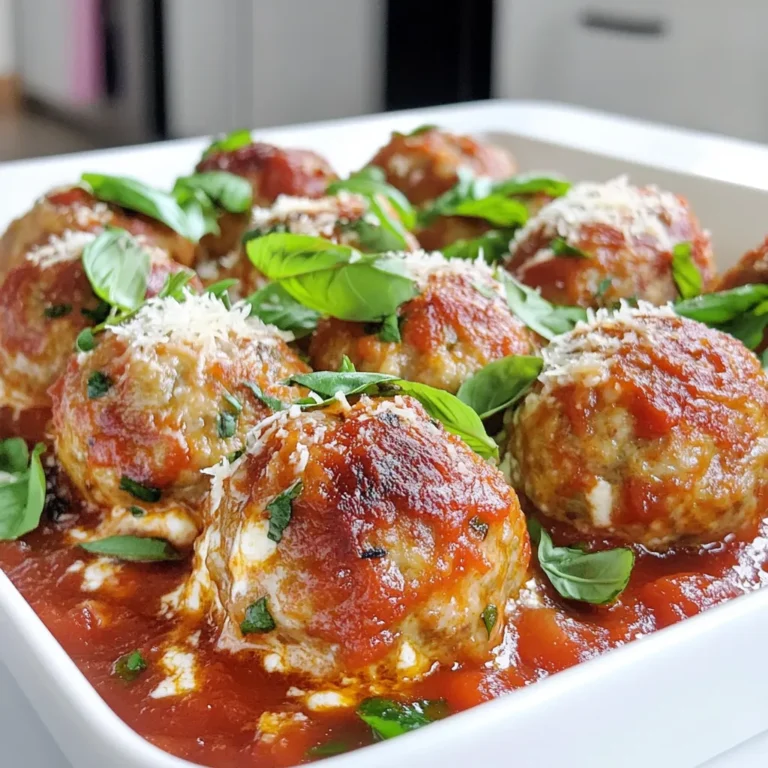 To make the best ricotta meatballs, gather these key items: - 1 pound ground beef - 1 cup creamy ricotta cheese - 1/2 cup freshly grated Parmesan cheese - 1/2 cup seasoned breadcrumbs - 1 large egg, lightly beaten - 2 cloves garlic, finely minced - 1 tablespoon fresh basil, chopped - 1 tablespoon fresh parsley, chopped - 1 teaspoon salt - 1/2 teaspoon freshly cracked black pepper - 1/4 teaspoon red pepper flakes (optional for some heat) - 1 jar (24 oz) of robust marinara sauce - Olive oil for frying These ingredients create a tasty and satisfying dish. The ricotta adds creaminess, while the beef gives it a nice texture. You can make your meatballs even better with these extras: - Red pepper flakes for heat - Fresh herbs for added flavor Feel free to adjust these to your taste. If you like more spice, add a bit more red pepper flakes. To prepare your ricotta meatballs easily, use these tools: - Mixing bowl - Wooden spoon or your hands - Large skillet for frying - Baking dish for the oven - Aluminum foil for cover Having the right tools will make cooking fun and simple. Enjoy the process and watch your meatballs come to life! Start by gathering your ingredients. In a large mixing bowl, add: - 1 pound ground beef - 1 cup creamy ricotta cheese - 1/2 cup freshly grated Parmesan cheese - 1/2 cup seasoned breadcrumbs - 1 large egg, lightly beaten - 2 cloves garlic, finely minced - 1 tablespoon fresh basil, chopped - 1 tablespoon fresh parsley, chopped - 1 teaspoon salt - 1/2 teaspoon freshly cracked black pepper - 1/4 teaspoon red pepper flakes (optional) Mix these ingredients well using your hands or a wooden spoon. Be careful not to over-mix. You want the meatballs to stay tender and soft. Once mixed, shape the mixture into balls about 1 to 1.5 inches wide. This recipe should give you around 20 meatballs. Next, heat a large skillet over medium heat. Add about 2-3 tablespoons of olive oil. Wait until the oil gets hot and shimmers. Carefully add the meatballs to the skillet. Make sure not to crowd them. Sear the meatballs for about 5 minutes. Turn them occasionally. You want a nice golden-brown crust on all sides. After browning, use a slotted spoon to transfer the meatballs to a baking dish. Pour about 24 ounces of marinara sauce over them. Make sure each meatball gets coated. Cover the dish tightly with aluminum foil. Preheat your oven to 375°F (190°C). Bake the meatballs for 20-25 minutes. They should reach an internal temperature of 160°F (71°C). After this time, remove the foil and bake for another 5-10 minutes. This step will caramelize the sauce and enhance its flavor. Serve the meatballs hot, topped with more marinara sauce and a sprinkle of grated Parmesan cheese. Enjoy! To make tender meatballs, start with fresh ingredients. Use ground beef with some fat for moisture. Mixing the meat gently helps keep the meatballs soft. Over-mixing can lead to tough meatballs. After forming, let them rest for a few minutes before cooking. This helps their shape hold. You can mix things up with your ricotta meatballs. Try adding chopped spinach for extra greens. Feta cheese can add a tangy twist. You can also swap herbs, using oregano or thyme instead of basil. For a spicy kick, add more red pepper flakes. Experiment to find your favorite blend! Serve your meatballs with a side of pasta or on a sub roll. They are perfect with garlic bread too. A fresh salad can balance the rich flavors. If you want, top with more Parmesan cheese or fresh herbs. This makes the dish look vibrant and delicious! {{image_4}} If you want to switch up the protein, try ground turkey or chicken. These meats will give a lighter flavor. You can also use ground pork for a richer taste. Just keep the same amount, about one pound. Mixing two types of meat can add depth to your dish. For example, half beef and half turkey creates a nice balance. To make this recipe dairy-free or vegan, replace the ricotta and Parmesan with tofu or cashew cheese. Silken tofu blended with lemon juice gives a creamy texture. Use nutritional yeast instead of Parmesan for a cheesy flavor without the dairy. You can also replace the egg with a flaxseed egg made from ground flaxseed and water. You can enhance the flavor with different herbs or spices. Try adding oregano or thyme for a Mediterranean twist. For a kick, mix in some chopped jalapeños or a dash of hot sauce. You can even add some chopped sun-dried tomatoes for a sweet, tangy taste. Feel free to experiment with flavors that you love. Each change can turn this dish into something unique and exciting. After enjoying your ricotta meatballs, let them cool down. Place them in an airtight container. Store them in the fridge for up to three days. If you want them to last longer, freezing is a great option. To freeze meatballs, make sure they are completely cooled. Arrange them in a single layer on a baking sheet. Freeze for about an hour. Once firm, transfer them to freezer bags. Label the bags with the date. They can last for up to three months in the freezer. To reheat frozen meatballs, take them out of the freezer. Let them thaw in the fridge overnight. You can also reheat them straight from the freezer. Place them in a skillet with marinara sauce over medium heat. Cook until heated through, about 10-15 minutes. You can also microwave them on a microwave-safe plate. Heat for 1-2 minutes, checking every 30 seconds. Enjoy them warm! Yes, you can make ricotta meatballs ahead of time. To do this, prepare the meatballs as directed. After shaping them, place them on a baking sheet lined with parchment paper. Freeze them for about an hour. Once firm, transfer them to a freezer bag. They will last in the freezer for up to three months. When ready to cook, you can bake them straight from frozen. Just add a few extra minutes to the cooking time. Ricotta meatballs pair well with many sides. Here are some great options: - Spaghetti or any pasta of your choice - A fresh salad with vinaigrette - Garlic bread or crusty bread for dipping - Zucchini noodles for a low-carb option - Steamed vegetables for a healthy touch These sides enhance the meal and soak up the delicious marinara sauce. To check if your meatballs are fully cooked, use a meat thermometer. Insert it into the center of a meatball. The internal temperature should reach 160°F (71°C). If you don’t have a thermometer, cut one open. It should be no longer pink inside, and the juices should run clear. Proper cooking ensures safe eating and great flavor. In this post, we explored making delicious ricotta meatballs. We covered key ingredients, step-by-step instructions, and handy tips. I shared variations to suit different diets and explained how to store leftovers. Remember, perfect meatballs need attention to detail. Try different flavors to find what you love. With these tips, you can enjoy tasty meatballs anytime. Happy cooking!