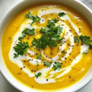 - 4 medium carrots, chopped into bite-sized pieces - 3 medium potatoes, peeled and diced into cubes - 1 medium onion, chopped finely - 3 cloves garlic, minced - 1 tablespoon fresh ginger, grated - 4 cups vegetable broth (preferably low-sodium) - 1 cup coconut milk (unsweetened) - 2 tablespoons extra virgin olive oil - 1 teaspoon ground cumin - Salt and freshly ground black pepper to taste - Fresh parsley or cilantro, chopped, for garnish This delicious soup serves about 4 to 6 people. Each serving has around 150-200 calories. It holds around 7 grams of fat, 30 grams of carbs, and 3 grams of protein. Health benefits of key ingredients: - Carrots are high in beta-carotene, which helps your eyes and skin. - Potatoes provide energy and are a great source of vitamins C and B6. - Onions offer antioxidants and can help lower blood pressure. - Garlic may boost your immune system and improve heart health. - Ginger can reduce nausea and has anti-inflammatory properties. - Coconut milk adds healthy fats and gives a creamy texture. This soup is not just tasty; it also packs a nutritious punch! {{ingredient_image_2}} 1. Sauté onion, garlic, and ginger: In a large pot, heat two tablespoons of olive oil over medium heat. Once hot, add the finely chopped onion. Cook for about five minutes until the onion turns soft and clear. Then, add three minced garlic cloves and one tablespoon of grated ginger. Stir and cook for another two minutes. The kitchen will smell amazing! 2. Adding carrots and potatoes: Next, add four medium chopped carrots and three diced potatoes to the pot. Sprinkle in one teaspoon of ground cumin, along with salt and pepper to taste. Mix everything well so the spices cover the veggies evenly. To make the soup smooth, you can use an immersion blender. If you don't have one, carefully pour the soup into a countertop blender. Blend until it’s creamy and smooth. Be careful with the hot soup. Always allow steam to escape. 1. Incorporating coconut milk: After blending, return the soup to the pot over low heat. Add one cup of unsweetened coconut milk and stir. Heat for another five to ten minutes. This step adds creaminess and a rich flavor. 2. Suggested serving method and presentation tips: Serve the soup hot. For an extra touch, drizzle a bit of coconut milk on top. Add some chopped parsley or cilantro for color and freshness. Enjoy this comforting dish! To boost the soup's flavor, adjust the spices and seasoning. Start with the basics. Add salt and pepper to taste. If you want more warmth, add extra ginger or cumin. You can also try a pinch of cayenne for heat. Taste your soup before serving. This step helps you find the right balance. You can cook this soup in different ways. A slow cooker is a great option. Simply sauté the onion, garlic, and ginger first. Then, add the rest of the ingredients to the slow cooker. Set it to low for about 6-8 hours. This method allows the flavors to blend well. This soup pairs well with many sides. Serve it with crusty bread for dipping. A fresh salad also complements the soup nicely. Try a simple green salad with a light vinaigrette. For a fun twist, serve it with grilled cheese sandwiches. Enjoy your meal! Pro Tips Enhance the Flavor: Consider adding a dash of lemon juice or zest to brighten the flavors just before serving. Texture Variation: For added texture, reserve some of the diced carrots and potatoes; sauté them separately and stir them in before serving. Storage Tips: This soup can be stored in the refrigerator for up to 4 days, or frozen for up to 3 months. Reheat slowly to maintain creaminess. Spice it Up: If you like a bit of heat, add a pinch of red pepper flakes or a dash of hot sauce to the pot during cooking. {{image_4}} You can switch out some veggies in this soup. Sweet potatoes are a great choice. They add a nice sweetness. You can also try parsnips for a different taste. Just chop them the same way as carrots and potatoes. Another option is to add butternut squash. It brings a creamy texture and a hint of nutty flavor. Want to make this soup vegan? Simply use vegetable broth and coconut milk, which are already vegan. You can also skip the butter or cream that some recipes use. For a gluten-free version, check your broth for gluten. Most vegetable broths are safe, but always read labels. This soup is naturally gluten-free, so you’re good to go! To boost the flavor, add herbs or spices. Fresh thyme or rosemary can bring depth. You can also sprinkle in some red pepper flakes for heat. If you like a bit of zing, try adding a splash of lemon juice before serving. It brightens the taste and makes it pop. For a curry twist, use curry powder instead of cumin. Each change creates a new soup experience! You can store your carrot potato soup in the fridge for up to five days. Make sure to let the soup cool before you place it in a container. Use an airtight container to keep it fresh. This way, the flavors stay intact, and the soup remains safe to eat. To freeze the soup, let it cool completely. Pour it into freezer-safe containers, leaving some space at the top for expansion. You can freeze the soup for up to three months. When you are ready to eat it, move the soup to the fridge to thaw overnight. This keeps the flavors locked in and makes reheating easy. Reheat the soup gently on the stove over low heat. Stir often to prevent it from sticking. If the soup seems too thick, add a little vegetable broth or water to reach your desired consistency. You can also microwave it in a safe bowl. Heat in short bursts, stirring in between to ensure even warming. Enjoy your soup like it’s freshly made! You can use several options if you don’t have coconut milk. Almond milk adds a light flavor. Soy milk can also work, but it has a different taste. For creaminess, try using cashew cream or oat milk. These choices will keep your soup smooth and tasty. Yes, this soup is great for meal prep. You can make it in advance and store it. Just let it cool before putting it in containers. Keep it in the fridge for up to five days. For longer storage, you can freeze it for up to three months. Just reheat it gently on the stove or in the microwave. Absolutely! You can add cooked beans, like white beans or chickpeas, for a plant-based boost. If you prefer meat, shredded chicken or cooked sausage works well. For a vegetarian option, try adding firm tofu. Just make sure to heat it through before serving. This blog covered a simple, tasty soup made from carrots, potatoes, and coconut milk. I explained how to cook, blend, and serve it. You now know how to adjust flavors and try different ingredients. Embrace this comforting dish as a healthy meal option. It’s versatile, easy to make, and perfect for any diet. Enjoy experimenting with ingredients and perfecting your own version. Happy cooking!