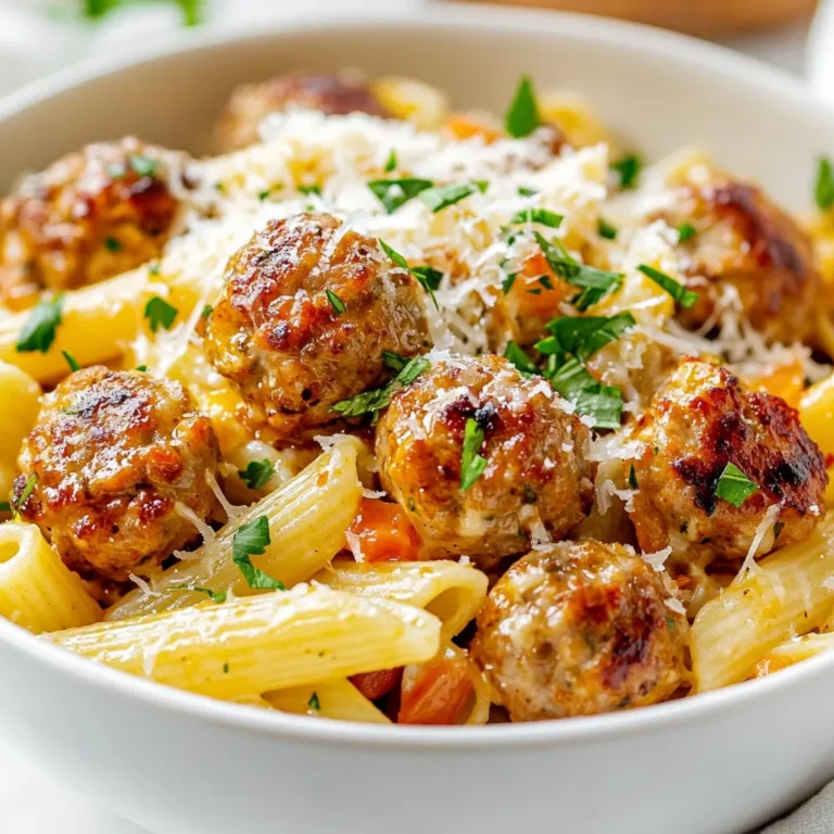 - 1 pound ground beef or chicken - 2 teaspoons Cajun seasoning - 1 cup grated Parmesan cheese - 1/2 cup breadcrumbs - 1 tablespoon fresh parsley, chopped - 4 cups chicken broth - 1 bell pepper, diced - 1 cup heavy cream - 1 can (14 ounces) diced tomatoes, with juice Gather these ingredients to make your One-Pot Cajun Meatball Pasta. You can use ground beef or chicken as the base. Cajun seasoning gives it a nice kick. Parmesan cheese adds a rich, creamy flavor that blends well with the sauce. Breadcrumbs help the meatballs stay moist. Fresh parsley not only adds flavor but also makes the dish look bright and fresh. Chicken broth serves as the cooking liquid, adding depth to the pasta. For extra flavor, consider adding bell pepper. It adds a sweet crunch. Heavy cream makes the sauce creamy and rich. Diced tomatoes bring freshness and acidity, balancing the dish. Once you have everything, you're ready to start cooking! {{ingredient_image_2}} To make the meatballs, start by mixing the ground beef or chicken. Add the breadcrumbs, egg, Cajun seasoning, parsley, salt, and pepper into a big bowl. Use your hands to mix everything well. You want a nice, even blend. Once mixed, form small meatballs, about 1 inch wide. This size helps them cook evenly. Place them on a plate while you prepare to cook. Heat olive oil in a large pot over medium heat. When the oil is hot, add the meatballs in batches. Cook them for 5 to 7 minutes. Turn them to brown all sides. This step brings out great flavor. Once cooked, remove them from the pot and set them aside. In the same pot, add diced onions, minced garlic, and chopped bell pepper. Sauté these for 3 to 4 minutes. Stir often until the veggies soften. This adds depth to the dish. Next, pour in the diced tomatoes with their juice. Then, add the chicken broth. Stir everything together and bring the mixture to a simmer. This creates a tasty base for the pasta. Now it's time to add the penne noodles and the cooked meatballs to the pot. Stir well to combine. Cover the pot and cook for about 10 to 12 minutes. Check the pasta for doneness. It should be al dente, which means it has a little bite to it. Once the pasta is cooked, lower the heat. Slowly stir in the cream and half of the grated Parmesan cheese. Keep stirring until the cheese melts and the sauce becomes creamy. Taste and adjust the seasoning if needed. Let the dish sit for a few minutes off the heat. This helps the sauce thicken. Serve hot, garnished with the remaining Parmesan and fresh parsley. Enjoy your meal! To ensure your meatballs stay juicy, do not overmix the meat. Blend the ingredients just enough to combine them. Form each meatball gently, about 1 inch wide, so they remain tender. Sautéing the vegetables is key. This step builds flavor in the dish. Cook the onions, garlic, and peppers until soft, about 3-4 minutes. This adds a sweet base that enhances the overall taste. For extra flavor, try adding Cajun spices like smoked paprika or cayenne pepper. A pinch of each can amp up the heat. You can also add a dash of hot sauce for a spicy kick. Garnishing can elevate your dish. Fresh parsley adds color and freshness. A sprinkle of more Parmesan cheese on top makes it look and taste gourmet. Serve the pasta in deep bowls for a cozy feel. This style helps keep the sauce and meatballs in place. For appealing garnishes, use bright herbs. Chopped parsley or basil can add a lovely touch. You might also drizzle a bit of olive oil for shine. Pro Tips Use Fresh Ingredients: Always opt for fresh herbs and vegetables to enhance the flavors of your dish. Adjust the Spice Level: If you prefer a milder dish, reduce the amount of Cajun seasoning or add it gradually to taste. Cooking Pasta in the Sauce: Cooking the pasta directly in the sauce allows it to absorb more flavor, making each bite more delicious. Experiment with Cheese: Try adding different cheeses like smoked gouda or pepper jack for a unique twist on the traditional flavor profile. {{image_4}} You can switch up the meat in this dish. Try using turkey meatballs. Turkey is leaner than beef or chicken. It gives a nice texture and flavor. You can also use vegetarian meatballs. These can be made from beans or lentils. They soak up the Cajun spices well. Another fun addition is shrimp. Shrimp cooks fast and brings a sweet flavor. Just add them in with the pasta. They will be done in no time! The sauce is key to this dish. You can make a spicy Cajun cream sauce. To do this, add more Cajun seasoning and some hot sauce. The cream will balance the heat. If you prefer tomato-based sauces, that works too. Use crushed tomatoes or a jar of pasta sauce. You can even mix both! Each sauce gives a different taste to the meal. Did you know you can change the pasta? If you need gluten-free options, use gluten-free penne. Many brands make great gluten-free pasta now. You can also try different pasta shapes. Bowties or shells work well too. They hold the sauce nicely. Each shape gives a fun twist to the dish! Store your One-Pot Cajun Meatball Pasta in an airtight container. Place it in the fridge. It will stay fresh for up to three days. Make sure it cools down before sealing. This helps prevent moisture buildup. You can freeze the dish for up to three months. To freeze, let it cool completely. Then, transfer it to a freezer-safe container. When ready to eat, thaw it overnight in the fridge. For reheating, the stovetop works best. Heat it slowly in a pan. Stir often to keep it creamy. If using a microwave, cover it to retain moisture. Heat in short bursts, stirring in between. This helps keep the meatballs and pasta from drying out. You can use other spice blends like Creole seasoning or chili powder. If you want to make your own, mix these spices: - 1 teaspoon paprika - 1 teaspoon garlic powder - 1 teaspoon onion powder - 1/2 teaspoon cayenne pepper - 1/2 teaspoon dried thyme - 1/2 teaspoon oregano - Salt and pepper to taste This mix gives you a nice kick and adds great flavor. Yes, you can prepare this meal ahead of time. Cook the meatballs and pasta as directed. Then, let everything cool before storing. - Keep the dish in an airtight container in the fridge for up to three days. - If you want to freeze it, use a freezer-safe container. It will last up to three months. When you’re ready to eat, reheat in a pot over low heat or in the microwave until hot. The spice level can be adjusted to suit your taste. If you like it mild, use less Cajun seasoning. You can also: - Add more cream to tone down the heat. - Serve with extra cheese on top for a milder taste. For family-friendly options, serve the meatballs without the sauce first. Let everyone add their own sauce to their plates. This way, each person can control how spicy they want their meal. This recipe for One-Pot Cajun Meatball Pasta uses simple ingredients to create a tasty dish. You can make juicy meatballs with ground beef or chicken and spice them just right. Remember to sauté your veggies for extra flavor. Don't worry if you want variations; there are many options for proteins or sauces. In the end, you’ll have a delightful dinner that everyone will love. You can store leftovers or freeze them for later meals. Enjoy cooking and feel free to get creative with your own twist on this dish!