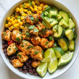 - 2 boneless, skinless chicken breasts, cut into bite-sized cubes - 2 medium zucchinis, sliced into half-moon shapes - 1 bell pepper, diced - 1 red onion, diced - 2 cloves garlic, minced - 1 teaspoon ground cumin - 1 teaspoon chili powder - 1 teaspoon smoked paprika - 1 tablespoon olive oil - Salt and pepper to taste - 1 cup fresh corn kernels or canned corn, drained - 1 cup black beans, rinsed and drained - 1 ripe avocado, diced - Fresh cilantro, chopped for garnish - Lime wedges for serving Gathering these ingredients is easy and fun. Start with chicken breasts. These add protein and flavor. Next, grab zucchinis. They add great texture and color. Choose a bell pepper that you like. It can be red, green, or yellow. The red onion gives a sweet taste and a pop of color. Garlic adds depth to the dish. Now, for spices, you will need cumin, chili powder, and smoked paprika. These spices bring warmth and zest. Olive oil is your cooking base, while salt and pepper enhance all flavors. Fresh corn and black beans are your fiber-filled additions. Avocado is the creamy topping you won't want to skip. Finally, cilantro and lime are perfect for fresh garnishes. Together, these ingredients create a bright, tasty meal. {{ingredient_image_2}} Start by cutting the chicken into small cubes. In a large bowl, mix the chicken with olive oil, ground cumin, chili powder, smoked paprika, salt, and pepper. Make sure every piece is covered. This step adds flavor and helps the spices stick. Heat a splash of olive oil in a large skillet over medium heat. Add the diced red onion and minced garlic. Cook for 2-3 minutes until the onions are soft and clear. Stir them often to avoid burning. This mix creates a fragrant base for your dish. Raise the heat to medium-high. Add the marinated chicken to the skillet. Cook for about 5-7 minutes, stirring often. Look for a nice golden-brown color on all sides. Check that the chicken is cooked through. It should not be pink inside. Next, add the sliced zucchini and diced bell pepper to the skillet. Stir gently to combine everything. Cook for 4-5 minutes until the veggies are soft but still crunchy. This keeps the dish fresh and colorful. Stir in the corn and black beans. Heat them through for another 3-4 minutes. This step adds sweetness and texture. Taste your dish and adjust the salt and pepper if needed. It’s important to get the flavors just right. Once everything is hot and ready, take it off the heat. Top with diced avocado and fresh cilantro. For a zesty kick, serve with lime wedges. Use vibrant bowls for a pretty presentation. You can also sprinkle cheese on top for extra flavor. - Ideal cooking temperatures: Start cooking your chicken on medium-high heat. This gives it a nice sear. Heat helps lock in moisture and flavor. - Avoiding overcooking: Cook the chicken for about 5-7 minutes. Check it often to avoid dryness. Chicken should be browned and juicy. - Additional spice suggestions: Try adding cayenne for heat. You can also use oregano for a fresh taste. Experiment with these spices to find your perfect mix. - Pairing tips with sides: Serve with rice or tortillas. These sides soak up the flavors well. A refreshing salad can balance the meal too. - Low-calorie alternatives: Use skinless chicken thighs for more flavor without too many calories. Swap olive oil for a light cooking spray to reduce fat. - Adjustments for dietary restrictions: If you need a gluten-free option, check your spices. Most are safe, but some blends might have fillers. Use fresh vegetables to keep it healthy and tasty. Pro Tips Marinate the Chicken: For enhanced flavor, consider marinating the chicken in the spice mixture for at least 30 minutes or overnight in the refrigerator. Choose Fresh Ingredients: Using fresh veggies and herbs will elevate the taste and nutritional value of your dish, so opt for the freshest produce available. Customize the Spice Level: If you enjoy a bit of heat, feel free to add diced jalapeños or a pinch of cayenne pepper to the chicken seasoning. Serve with Sides: This dish pairs beautifully with warm tortillas or a side of Mexican rice for a more complete meal experience. {{image_4}} You can switch proteins in this dish. Try turkey or shrimp for a new taste. If you want a vegetarian meal, use tofu or tempeh instead. Each option brings its own fun flavor. For veggies, use what’s in season. Squash, bell peppers, or even spinach work well. You can mix and match. This keeps the dish fresh all year long. You can bake this dish in the oven. Preheat it to 400°F. Spread the chicken and veggies in a baking dish. Bake for about 25 minutes. This method makes the chicken juicy and the veggies soft. Grilling is another great option. It adds a smoky flavor. Just marinate the chicken and veggies, then place them on a hot grill. Cook until everything is done. This method makes for a fun summer meal. Adjust the heat level to your taste. For mild flavor, skip the chili powder or use less. If you love spice, add jalapeños or cayenne. This lets everyone enjoy the dish. You can also add new ingredients for deeper flavor. Try black olives, corn, or fresh herbs like oregano. Each addition makes the dish even more exciting. Mixing flavors keeps dinner lively and enjoyable. Store any leftovers in an airtight container. This keeps the dish fresh. It’s best to store it within two hours of cooking. Make sure to let it cool down first. I recommend using glass containers because they help keep flavors strong. You can reheat Tex Mex Chicken and Zucchini in two ways. The microwave is quick and easy. Just cover the dish and heat in short bursts. Stir it often to warm evenly. The stovetop method takes a bit longer but keeps the texture nice. Heat a pan over medium-low heat. Add a splash of oil and stir gently until warmed. To freeze, place portions in freezer-safe bags or containers. Squeeze out excess air before sealing. Label with the date to track freshness. This dish can last for up to three months in the freezer. When ready to eat, thaw it in the fridge overnight. Reheat it using the stovetop method for best results. The total time to make this dish is 30 minutes. Here’s the breakdown: - Prep Time: 15 minutes - Cooking Time: 15 minutes With quick and simple steps, you can enjoy a flavorful meal in no time. Yes, you can prepare this dish ahead of time. Here are some tips for meal prep: - Cook the chicken and veggies: You can cook them and store in the fridge for up to three days. - Keep the toppings separate: Add avocado and cilantro just before serving for freshness. - Reheat gently: Use a skillet to warm up the dish, ensuring it stays tasty. Pair this dish with some delicious sides. Here are a few recommendations: - Rice: Cilantro lime rice adds a nice touch. - Tortillas: Soft tortillas make a great wrap for the chicken mix. - Salad: A fresh green salad balances the warm flavors. - Guacamole: This adds creaminess and extra flavor. Yes, this recipe is gluten-free. Here’s what to consider: - Check canned goods: Ensure the black beans and corn are labeled gluten-free. - Spices: Always verify that your spices do not contain gluten. Making this dish vegetarian is simple. Here are some substitutes for the chicken: - Tofu: Firm tofu works great when cubed and seasoned. - Tempeh: This adds a nice texture and protein. - Chickpeas: They are a hearty option and full of flavor. - Mushrooms: Use a mix of your favorite mushrooms for a meaty feel. This blog post covered a flavorful Tex Mex Chicken and Zucchini dish. You learned about the ingredients needed, from chicken to fresh vegetables. I shared steps for perfect cooking and tips for great taste. Variations let you customize the dish, and storage advice ensures freshness longer. This meal is easy, fun, and healthy. You can enjoy it with family or friends any night! Try it out and enjoy sharing these tips and tricks with others. Cooking can be a joy, and this dish is a great start.