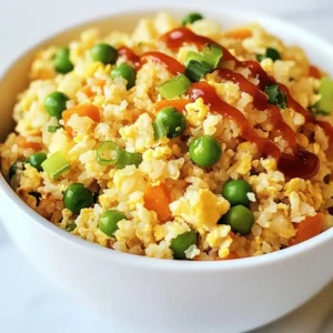 To make a tasty cauliflower fried rice, you will need these key items: - 1 medium head of cauliflower (about 4 cups when riced) - 1 cup of frozen peas and carrots mix - 2 green onions, finely chopped (save some for topping) - 2 cloves of garlic, minced - 2 large eggs, lightly beaten - 3 tablespoons of soy sauce (or tamari for gluten-free) - 1 tablespoon of sesame oil - 1 tablespoon of olive oil - Salt and black pepper to taste You can customize your fried rice with these optional ingredients: - Add cooked chicken or shrimp for protein. - Use bell peppers or broccoli for extra veggies. - Swap soy sauce with coconut aminos for a lighter taste. - Try using quinoa instead of cauliflower for a different texture. Season your dish to boost the flavor: - Add ginger for a warm spice. - Use red pepper flakes for some heat. - Sprinkle sesame seeds for a crunchy topping. - Consider fresh herbs like cilantro or basil for brightness. These ingredients and tips help create a healthy, flavorful meal that you can enjoy any day. {{ingredient_image_2}} Start by removing the leaves and stem from the cauliflower. Cut the head into small florets. If you have a food processor, pulse the florets until they look like rice. You can also use a box grater for this. It’s fun to watch the cauliflower transform. You will get about four cups of riced cauliflower. Heat a large skillet or wok over medium-high heat. Add three tablespoons of olive oil. Wait until the oil is hot and shimmering. This is key for good sautéing. Add two cloves of minced garlic to the pan. Sauté it for about 30 seconds. You want to smell a lovely aroma, but don’t let it burn. Next, add your riced cauliflower. Stir occasionally and cook for 5 to 7 minutes. You want it tender but still a bit crunchy. Once the cauliflower is ready, it’s time to add the veggies. Stir in one cup of frozen peas and carrots. Cook for another 3 to 4 minutes until they are warm. Now, push the cauliflower mix to one side of the pan. Pour in two beaten eggs on the empty side. Scramble them until cooked, then mix everything together. Pour in three tablespoons of soy sauce and one tablespoon of sesame oil. Stir well to coat every grain of cauliflower. Add salt and black pepper to taste. Finally, mix in chopped green onions and serve it hot. You can top it with Sriracha if you like a spicy kick! To get the best texture, rice the cauliflower properly. You can use a food processor or a box grater. Aim for small, even pieces. Avoid large chunks, as they can stay hard when cooked. I find pulsing in short bursts works best. After ricing, squeeze out any excess moisture using a clean kitchen towel. This step helps prevent sogginess when you cook it. One common mistake is overcooking the cauliflower rice. It should be tender but still have some bite. Cook for about 5-7 minutes and stir often. Another mistake is not heating the pan enough before adding oil. A hot pan helps to sauté the garlic and gives a better flavor. Always taste and adjust the seasoning at the end. A pinch of salt or a splash of soy sauce can make a big difference. Adding garnishes can take your cauliflower fried rice to the next level. Reserve some green onions for topping. They add fresh flavor and color. You can also sprinkle sesame seeds on top for a nice crunch. For those who like a kick, serve Sriracha on the side. It lets everyone spice their bowl just how they like it. Pro Tips Uniform Ricing: Ensure that the cauliflower is riced evenly for consistent cooking. If some pieces are larger, they may take longer to cook and could result in a mushy texture. Eggs for Texture: Scrambling the eggs on one side of the pan allows them to cook perfectly while also preventing overcooking. This technique keeps the eggs fluffy and moist. Flavor Boost: For an extra layer of flavor, consider adding a splash of rice vinegar or a teaspoon of ginger along with the soy sauce. This will enhance the dish's overall taste profile. Veggie Variations: Feel free to customize the veggie mix based on your preference. Bell peppers, broccoli, or snap peas can be great additions for added color and nutrition. {{image_4}} You can easily add protein to your cauliflower fried rice. Chicken, shrimp, or tofu work great. For chicken, use cooked, diced pieces. If you want shrimp, use cooked shrimp and add them when you stir in the veggies. Tofu adds a nice texture and flavor. Just cube it and pan-fry until golden before mixing it in. This gives the dish extra nutrition and makes it more filling. For a vegetarian twist, simply skip the eggs and add more veggies. You can try bell peppers, broccoli, or snap peas. If you want a vegan option, use tofu instead of eggs. You could also toss in some chickpeas for added protein. These changes keep the dish light while adding different flavors and colors. Cauliflower fried rice is great for many occasions. For a quick lunch, serve it in a bowl with some soy sauce on top. If you have guests, you can serve it as a side dish. Just make it colorful with extra veggies. For a fun twist, serve it in lettuce wraps for a fresh touch. You can also add some Sriracha on the side for those who like it spicy! After making cauliflower fried rice, let it cool down. Place your leftovers in an airtight container. This helps keep the flavors fresh. Store it in the fridge for up to four days. If you want to keep it longer, freezing is a good option. To reheat, use a skillet over medium heat. Add a splash of water or oil to prevent sticking. Stir the fried rice often for even heating. You can also use a microwave. Cover the dish with a damp paper towel to keep moisture. Heat it in short bursts to avoid overcooking. Freezing cauliflower fried rice is easy. First, cool it completely. Then, portion it into freezer-safe bags. Remove as much air as possible before sealing. You can freeze it for up to three months. When ready to eat, thaw it in the fridge overnight. Reheat it as described above for the best taste. Cauliflower fried rice is a fun, healthy twist on traditional fried rice. Instead of rice, I use riced cauliflower. This dish combines sautéed cauliflower, peas, carrots, eggs, and green onions. It’s light, flavorful, and full of texture. You get all the taste without the carbs! Yes, you can use fresh cauliflower! I prefer fresh because it has a better crunch. Just cut it into florets and rice it using a food processor or box grater. If you use frozen cauliflower, make sure to thaw and drain it first. To add some heat, try Sriracha! You can drizzle it on top before serving. Another option is to add chopped fresh chili peppers while cooking. Adjust the spice to your liking for a kick that you’ll enjoy. Absolutely! Cauliflower fried rice is a great low-carb dish. It has far fewer carbs than regular rice. This dish is perfect for those on a keto or low-carb diet. Plus, it’s high in fiber and vitamins, making it a smart choice. You can serve this dish with many things! I love pairing it with grilled chicken or shrimp for protein. It also goes well with a side salad or steamed veggies. For a complete meal, serve it with a protein of your choice and enjoy! Cauliflower fried rice is a tasty, low-carb dish packed with flavor. We covered key ingredients, from main components to optional add-ins. I shared step-by-step methods to prepare it perfectly. The tips help avoid common mistakes and enhance taste. You can also explore protein options and modifications to fit your diet. Finally, learn the best ways to store or reheat leftovers. With these tips, you can enjoy a healthy meal anytime.
