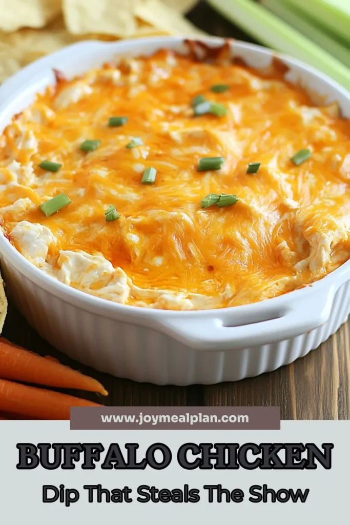 Looking for a delicious and easy appetizer? Try this Buffalo chicken dip recipe that features only five ingredients! This creamy buffalo dip is the perfect quick buffalo chicken appetizer for your next gathering. Bake it to perfection for a crowd-pleasing party dip that everyone will love. Don’t miss out on this flavorful baked buffalo chicken dip that will make you the star of the party! Save this recipe today! #BuffaloChickenDip #PartyDip #QuickAppetizer #BakedDip