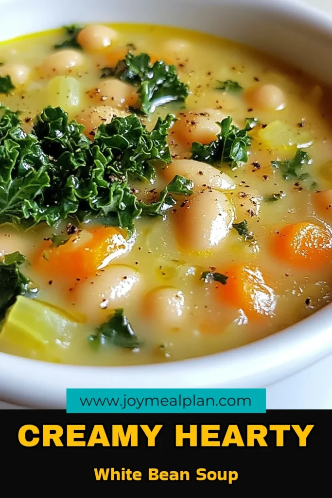 Warm up with this hearty white bean soup filled with nutritious ingredients! This vegan white bean stew combines creamy beans, fresh kale, and vibrant vegetables for a delicious, healthy meal. Perfect for easy meal prep, this healthy white bean recipe is ideal for cozy nights. Try this white bean kale soup and savor the flavors today! Save this recipe for an easy vegetable broth soup that warms the soul! #WhiteBeanSoup #VeganRecipes #HealthyEating #ComfortFood