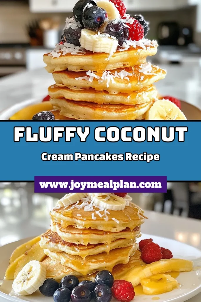 Indulge in the taste of the tropics with these Coconut Cream Pancakes! This easy pancake recipe features fluffy coconut pancakes made with creamy coconut milk for a delightful breakfast. Top your coconut milk pancakes with fresh fruit and shredded coconut for an irresistible treat. Perfect for any morning or brunch! Try this recipe today and elevate your pancake game! #CoconutCreamPancakes #FluffyPancakes #TropicalToppings #EasyRecipe