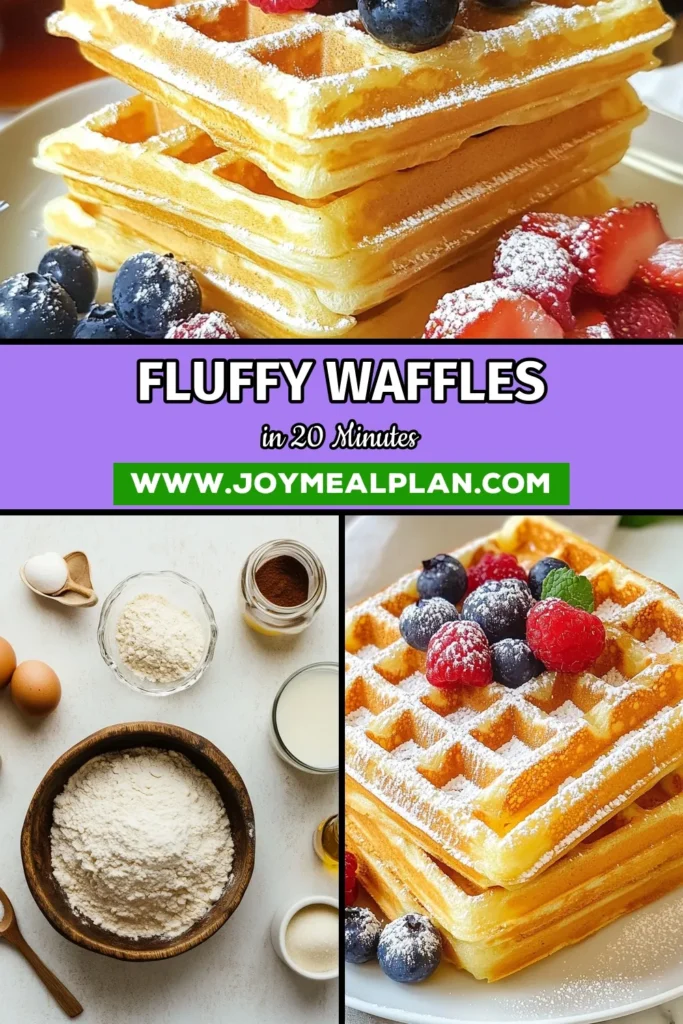 Indulge in fluffy homemade waffles with this easy waffle recipe that’s sure to impress! Perfect for your homemade breakfast ideas, these classic waffle ingredients come together in just 20 minutes. Learn how to make waffles that are golden brown, crispy, and delicious. Top with fresh berries or rich syrup for a tasty treat. Click to discover the full recipe and elevate your brunch game! #FluffyWaffles #WaffleRecipe #BreakfastIdeas #HomemadeGoodness