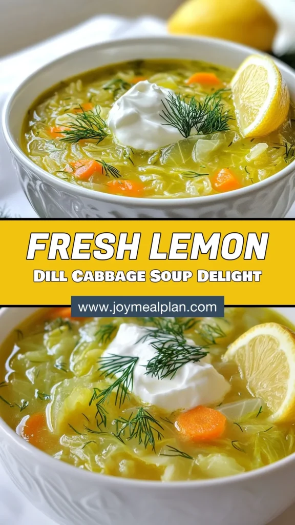 Discover the delightful flavors of Lemon Dill Cabbage Soup, a refreshing Vegetable Soup with Lemon that's perfect for any season! This Healthy Cabbage Soup recipe is packed with nutritious ingredients like green cabbage, carrots, and potatoes, all enhanced by a zesty hint of lemon and fragrant dill. Enjoy a warm bowl of wellness today! Save this Cabbage Soup Recipe and enjoy a comforting meal. #LemonDillCabbageSoup #CabbageSoupRecipe #HealthySoup #DillSoupRecipe