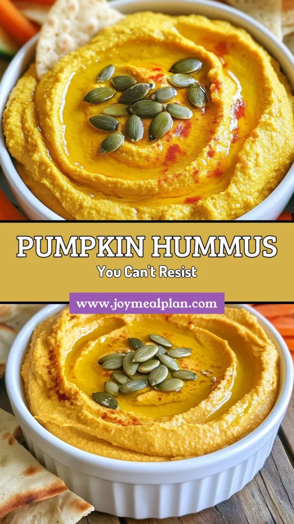 Discover the perfect creamy pumpkin hummus recipe that's ideal for fall! This healthy pumpkin dip is not only vegan but also a delicious way to spice up your appetizer game. Easy to make, this pumpkin hummus pairs beautifully with crispy pita chips or fresh veggie sticks, making it a must-try for your next gathering. Get ready to impress your guests with this flavorful dip! Save this vegan pumpkin dip recipe and make it part of your fall appetizer ideas today! #PumpkinHummus #HealthyDip #VeganRecipes #FallAppetizers