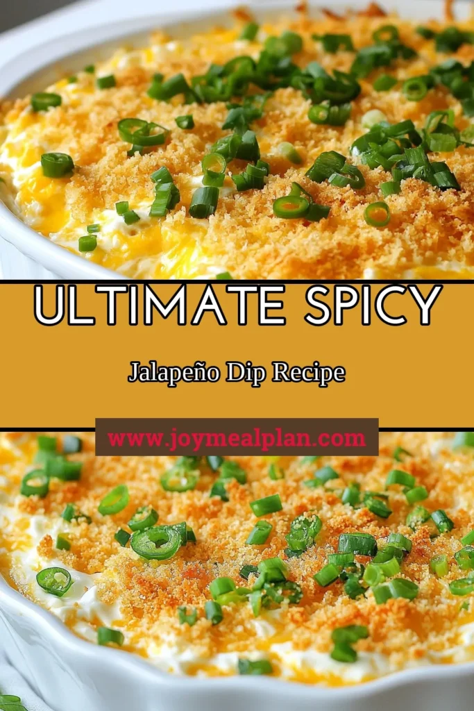 Spice up your next gathering with this delicious Game Day Jalapeño Popper Dip! This creamy cheese dip is the ultimate game day dip recipe, featuring a perfect blend of cheddar, pepper jack, and fresh jalapeños for a flavorful kick. Baked to perfection, this spicy appetizer dip is ideal for sharing with friends. Serve it hot with tortilla chips or veggies for an unforgettable experience. Don’t forget to save this recipe for your next party! #jalapenopopperdip #gamedayrecipes #spicyappetizer #cheesedip