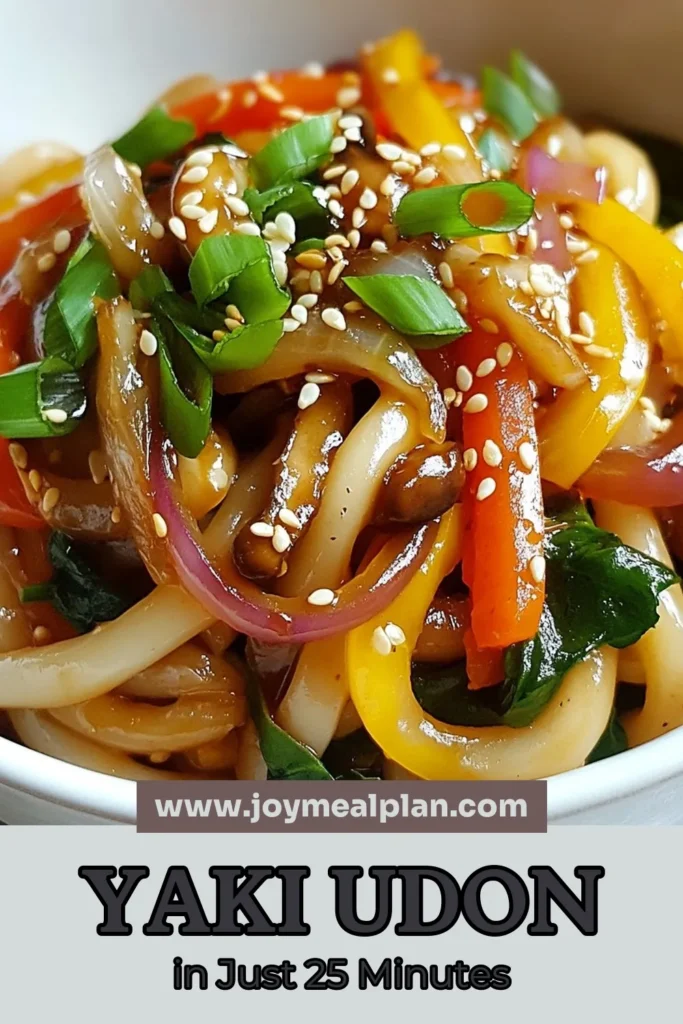Looking for a delicious yaki udon recipe? This easy stir-fry recipe features vegetarian udon noodles, shiitake mushrooms, and fresh veggies for a quick dinner that’s packed with flavor. Perfect for busy weeknights, this dish takes just 25 minutes to prepare! Don't miss out on this vibrant meal that’s sure to impress. Try it today and make dinner delightful! #YakiUdon #VegetarianRecipes #EasyStirFry #ShiitakeMushroomDishes