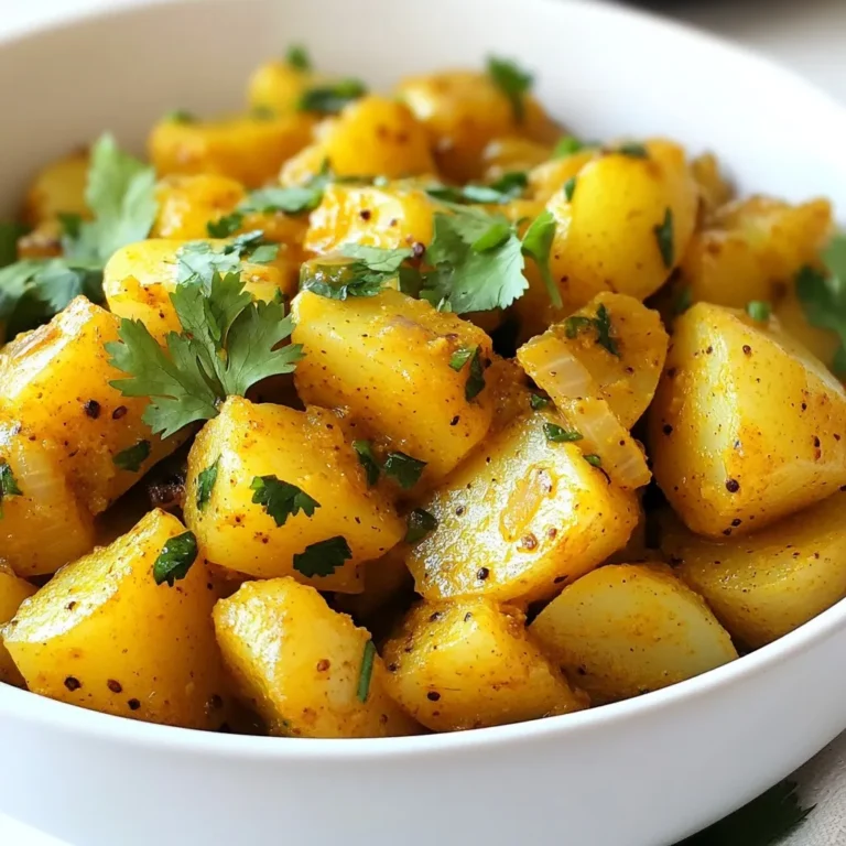 - 4 medium-sized potatoes, diced into 1-inch cubes - 2 large onions, thinly sliced - 2 tablespoons vegetable oil - 1 teaspoon ground turmeric - 1 teaspoon cumin seeds - 1 teaspoon ground coriander - 2 tablespoons tomato paste - 2 cups vegetable broth - Fresh cilantro leaves, chopped, for garnish This dish starts with simple, fresh ingredients. The potatoes give a hearty base. The onions add sweetness and depth. Using vegetable oil helps to sauté the onions perfectly. Spices bring the dish to life. Turmeric gives a warm color and earthy taste. Cumin seeds add a nutty flavor, while ground coriander balances everything with citrus notes. Don’t forget the tomato paste! It adds richness and a hint of tang. The vegetable broth keeps the dish moist and flavorful. Finally, fresh cilantro gives a pop of color and freshness on top. These ingredients come together to create a comforting and tasty meal. Each one plays a role, making Dopiazeh Aloo a delightful dish to share with family and friends. {{ingredient_image_2}} - Caramelizing the onions Start by heating 2 tablespoons of vegetable oil in a large pot over medium heat. Next, add 2 large onions, thinly sliced. Stir them often for about 10 to 15 minutes. You want the onions to turn a rich golden brown. This step adds deep flavor to your dish. - Adding spices to the onions Once the onions are caramelized, it’s time to add flavor. Sprinkle in 1 teaspoon of ground turmeric, 1 teaspoon of cumin seeds, and 1 teaspoon of ground coriander. Stir well and cook for another 2 to 3 minutes. This will let the spices release their wonderful aromas. - Incorporating tomatoes and potatoes Now, add 2 tablespoons of tomato paste to the pot. Stir it in for about 2 minutes, mixing it well with the heated spices. Then, carefully add 4 medium-sized potatoes, diced into 1-inch cubes. Pour in 2 cups of vegetable broth, along with 1 teaspoon of salt and ½ teaspoon of freshly ground black pepper. Gently mix everything together, ensuring the potatoes are fully coated. - Cooking until tender Bring the pot to a boil, then lower the heat to a gentle simmer. Cover the pot and let it cook for 25 to 30 minutes. Stir occasionally to prevent sticking. You’ll know it’s ready when the potatoes are tender and easy to pierce with a fork. Taste your dish and adjust the seasoning if needed. Allow it to sit for a few minutes before serving to boost the flavors. Timing and temperature are key for great caramelized onions. Start with medium heat. This helps the onions cook slowly. Stir them every few minutes. This keeps them from burning. Aim for a rich golden brown color. This can take about 10 to 15 minutes. Take your time. Rushing can lead to uneven cooking. Tasting and seasoning let you control the dish's flavor. After cooking, taste the Dopiazeh Aloo. This is your chance to make it perfect. If it's bland, add more salt or pepper. A little extra can go a long way. Adjusting spices can boost the overall taste. Don’t be afraid to experiment! Stirring and simmering are vital for a good texture. When adding potatoes, gently stir them in. This helps them mix well with the spices. Keep the heat low when simmering. This allows the flavors to meld together. Stir occasionally to prevent sticking. This keeps your dish smooth and tasty. Pro Tips Caramelize the Onions: Take your time to sauté the onions until they reach a deep golden brown; this will enhance the sweetness and depth of flavor in the dish. Adjust the Spice Level: Feel free to tweak the spices to your liking. Adding a pinch of chili powder or cayenne can give it a nice kick if you enjoy heat. Use Fresh Herbs: For the best flavor, use fresh cilantro as a garnish. It adds a vibrant touch and elevates the overall taste of the dish. Perfect Potato Texture: Check the potatoes towards the end of cooking. They should be tender but not mushy; this will ensure a delightful texture in your Dopiazeh Aloo. {{image_4}} You can switch up the vegetables in Dopiazeh Aloo. Instead of potatoes, try sweet potatoes or carrots. These choices add a different texture and taste. You can also use eggplant or zucchini for a unique twist. Just remember, adjust the cooking time for softer veggies. Want to boost the flavor? Add spices like smoked paprika or chili powder. These spices can give your dish a smoky or spicy kick. You might also try adding fresh herbs, like parsley or mint, for a fresh taste. Experiment with flavors until it feels perfect for you. Dopiazeh Aloo pairs well with warm flatbread or fluffy rice. You can serve it alongside a fresh salad for crunch. Consider a side of yogurt for creaminess. These accompaniments help balance the hearty potato dish. Enjoy your meal with family or friends for a delightful experience. To store leftovers of Persian Dopiazeh Aloo, let it cool first. Place it in an airtight container. This dish stays fresh in the fridge for about 3 to 4 days. When you are ready to eat, just take it out. The best way to reheat Dopiazeh Aloo is on the stove. Pour the dish into a pot and add a splash of water or broth. Heat on low, stirring often. You can also use a microwave. Just cover it loosely and heat in short bursts, stirring in between. To freeze Dopiazeh Aloo, allow it to cool completely. Transfer it to a freezer-safe container. It can last for up to 3 months in the freezer. To defrost, move it to the fridge overnight. Then, reheat it on the stove or in the microwave. Enjoy every bite! Dopiazeh Aloo is a Persian potato dish. It is rich and comforting. The name means "two onions" in Persian, and that's key. The dish uses lots of onions, which adds deep flavor. Historically, Dopiazeh Aloo dates back centuries. It is popular in Persian homes. The dish pairs simple ingredients with warm spices. The result is a tasty meal that feels special. Yes, you can make Dopiazeh Aloo vegan easily. Just use vegetable broth instead of chicken broth. This dish is already meat-free, so it’s a great option. For a creamier texture, add coconut milk. This adds a nice twist to the flavor. You can also include chickpeas for extra protein. They work well with the spices. You can serve Dopiazeh Aloo in a large bowl. Garnish it with fresh cilantro leaves. This adds a pop of color and freshness. For sides, warm flatbread is perfect. You can also pair it with steamed rice. It makes a filling and satisfying meal. Dopiazeh Aloo comes from Iran, a country with rich food traditions. The dish has roots in Persian cuisine. It reflects the culture's love for bold flavors. Onions play a big role in Persian cooking. They symbolize prosperity and health. This dish captures the spirit of family meals in Iran. Enjoying Dopiazeh Aloo connects you with this rich history. You learned how to make Dopiazeh Aloo by using simple ingredients and steps. Start with potatoes and onions, and add spices like turmeric and cumin. Remember to caramelize the onions well for rich flavor. You can try different veggies or spices to make it your own. When storing leftovers, keep them in the fridge or freeze for later. Cooking can be fun and creative. Enjoy this dish with friends and family for a comforting meal. Dive into this delicious recipe and make it yours!