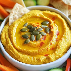 - 1 cup canned pumpkin puree - 1 (15 oz) can of chickpeas, drained and rinsed - 2 tablespoons tahini - 2 tablespoons olive oil - 2 tablespoons lemon juice - 1 clove garlic, minced - 1 teaspoon ground cumin - 1/2 teaspoon smoked paprika - Sea salt and black pepper to taste - Water, as needed - Optional garnishes: pumpkin seeds or paprika To make creamy pumpkin hummus, gather these ingredients first. The canned pumpkin puree gives the dip its rich color and flavor. Use pure pumpkin, not pie filling. Chickpeas add protein and creaminess. Tahini adds a nutty taste and smooth texture. Extra virgin olive oil enhances the richness. Fresh lemon juice adds brightness. Minced garlic brings a bold kick. Ground cumin and smoked paprika provide depth and warmth. Adjust the sea salt and black pepper to your taste. If the hummus is too thick, water helps achieve the desired consistency. You can also add optional garnishes for a lovely finishing touch. {{ingredient_image_2}} 1. Adding ingredients to the food processor Start by placing the pumpkin puree, chickpeas, tahini, olive oil, lemon juice, minced garlic, ground cumin, and smoked paprika into the food processor. Make sure all the ingredients fit comfortably. 2. Blending to a smooth consistency Secure the lid on the food processor. Blend the mixture on high until it becomes completely smooth. You may need to pause and scrape down the sides to ensure everything mixes well. 3. Adjusting thickness with water If the hummus is too thick, add water slowly. Use one tablespoon at a time. Blend again after each addition until you reach a creamy and spreadable texture. 4. Seasoning and adjusting flavors Taste your hummus and add sea salt and freshly cracked black pepper as needed. Blend again to mix in the seasonings. This step is crucial for achieving the perfect flavor. 5. Transferring to a serving bowl Once you are satisfied with the taste and texture, carefully transfer the creamy pumpkin hummus into a decorative serving bowl. Take your time to avoid spills. 6. Finishing touches and presentation Drizzle a little extra virgin olive oil over the top for added richness. If you like, sprinkle pumpkin seeds or a dash of smoked paprika for extra color and crunch. This makes the hummus look appealing and inviting. These steps will guide you in making a delicious and creamy pumpkin hummus that is perfect for any gathering. - Scraping sides during blending: This step is key. It helps mix all the ingredients evenly. If you skip this, you might get lumps. Pause the blender and use a spatula to scrape down the sides. - Adjusting consistency for preference: Hummus can be thick or smooth. If you want it creamier, add water slowly. Start with one tablespoon, then blend. Keep adding until it’s just right for you. - Flavor balancing tips: Taste as you go. You might want more salt or lemon juice. This will make the hummus pop! Remember, fresh ingredients always boost flavor. - Using fresh ingredients for best results: Fresh garlic and lemon juice make a big difference. They add brightness. Canned pumpkin is fine, but check it’s pure pumpkin, not pie filling. - Ideal dippers for pumpkin hummus: Use crispy pita chips for crunch. Fresh veggies like carrots, celery, and bell peppers add color and flavor. Warm crusty bread is also a great choice. - Creative serving ideas for gatherings: Arrange dippers around the hummus. This not only looks nice but invites people to dig in. You can also serve it in small cups for individual portions. - Pairing suggestions with drinks: This hummus pairs well with a light white wine like Sauvignon Blanc. For non-alcoholic options, try sparkling water with lemon. Pro Tips Choosing the Right Pumpkin: Opt for pure pumpkin puree instead of pumpkin pie filling to ensure your hummus isn't overly sweet. Adjusting Texture: If your hummus is too thick, gradually add water until you reach your desired creaminess; this ensures a smooth finish. Flavor Enhancements: Feel free to add a pinch of cinnamon or nutmeg for an extra layer of warmth and spice that complements the pumpkin. Serving Suggestions: Pair this hummus with a variety of dippers like sliced apples or pear for a sweet contrast to the savory flavors. {{image_4}} You can make creamy pumpkin hummus even more exciting! Here are some simple ideas: - Adding spices: Sprinkle in cinnamon or nutmeg for warmth. These spices pair well with pumpkin and add a cozy flavor. Try adding a pinch to your mix. - Incorporating additional vegetables: Want a twist? Blend in roasted red peppers or cooked carrots. These add color and depth to your hummus. - Using different bean alternatives: Not a fan of chickpeas? Use white beans or black beans instead. They offer a different taste while keeping it creamy. Making creamy pumpkin hummus work for everyone is easy! - Vegan options: This recipe is already vegan. Just ensure all your ingredients are plant-based. You can enjoy this dip with confidence. - Gluten-free variations: All ingredients in this hummus are gluten-free. Serve it with gluten-free dippers like veggie sticks or rice crackers. - Nut-free adjustments: If you have nut allergies, skip the tahini. You can replace it with sunflower seed butter for a nut-free kick. - Best container for storage: Use an airtight container. This helps keep the hummus fresh and tasty. Glass containers work well, but plastic ones are fine too. Just make sure they seal tightly. - Refrigeration shelf life: Creamy pumpkin hummus lasts about five days in the fridge. Check for any changes in smell or color before eating. If it looks or smells off, it's best to toss it. - Freezing options and tips: You can freeze this hummus for up to three months. Use a freezer-safe container but leave some space at the top. The hummus may expand when it freezes. When ready to eat, thaw it overnight in the fridge. - Best practices for keeping texture: When reheating, use a microwave or stove on low heat. Stir well to make sure it warms evenly. If it feels thick, add a splash of water and mix until smooth. - Creative ways to repurpose leftovers: Use leftover hummus as a spread in wraps or sandwiches. You can also add it to soups for creaminess or serve it as a pasta sauce. It’s a fun way to enjoy the flavors in new dishes! Creamy pumpkin hummus lasts about 4 to 5 days in the fridge. Store it in an airtight container. This keeps it fresh and tasty. Yes, you can use dried chickpeas. Soak them overnight and cook until soft. This gives you a great texture. Pumpkin hummus is healthy! It is packed with fiber and vitamins. Chickpeas add protein, while pumpkin offers antioxidants. Absolutely! Making it a day ahead enhances the flavors. Just store it in the fridge until you are ready to serve. If you don’t have tahini, try using sunflower seed butter or Greek yogurt. Both options will still give a nice creamy texture. In this post, we covered how to make creamy pumpkin hummus. We started with essential ingredients and detailed preparation steps. I shared blending tips and serving ideas to elevate your dish. Variations for flavor and dietary needs help customize your hummus. Proper storage guidelines ensure your hummus stays fresh. Pumpkin hummus is versatile and fun. Try different flavors to keep it exciting. Enjoy sharing this tasty treat with friends and family!
