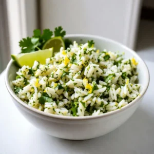 - 1 cup long-grain white rice - 2 cups vegetable broth (or water) - 1 tablespoon olive oil - 2 cloves garlic, minced - Zest and juice of 1 lime - Seasonings: salt, black pepper, and optional red pepper flakes - 1/4 cup fresh cilantro, finely chopped For extra flavor, you can add diced bell peppers or peas. You could also try adding some corn for sweetness. When choosing limes, look for ones that are firm and heavy. A bright, smooth skin means more juice. Fresh limes make a big difference in flavor! {{ingredient_image_2}} To start, rinse the rice. Place 1 cup of long-grain white rice in a fine mesh strainer. Rinse it under cold water for 1-2 minutes. This step removes excess starch. Rinsing helps make the rice fluffier when cooked. Next, toast the rice for more flavor. In a medium saucepan, warm 1 tablespoon of olive oil over medium heat. Once hot, add the rinsed rice. Stir well to coat each grain with oil. Sauté the rice for 2-3 minutes. This toasting gives the rice a nice, nutty taste. Now it's time to cook the rice. Add 2 cups of vegetable broth (or water) to the saucepan. Sprinkle in 1/2 teaspoon of salt, 1/4 teaspoon of black pepper, and the zest of 1 lime. You can also add 1/4 teaspoon of red pepper flakes if you want some heat. Increase the heat to bring everything to a rolling boil. Once boiling, cover the saucepan with a lid. Reduce the heat to low and let it simmer for 18-20 minutes. Check the rice after this time. It should be tender, and all the liquid should be absorbed. After cooking, remove the saucepan from heat but keep it covered. Let it sit for 5 minutes. This resting helps the rice steam and become fluffy. After 5 minutes, remove the lid. Use a fork to fluff the rice gently. This separates the grains and adds air. Then, stir in 2 tablespoons of fresh lime juice and 1/4 cup of finely chopped cilantro. Mix well until everything is combined. Taste the rice and adjust the seasoning if needed. Enjoy your zesty cilantro lime rice! To make your rice fluffy, you need the right cooking conditions. Start by rinsing your rice. Rinse it under cold water until it runs clear. This removes excess starch that can make rice sticky. Once rinsed, toast the rice in olive oil for a few minutes. This adds flavor and helps keep it separate while cooking. After cooking, let the rice rest for five minutes. Keep the lid on during this time. This extra steam will make the rice even fluffier. Seasoning is key to a tasty dish. Adjust the salt and lime juice to your taste. Start with the amounts in the recipe. Taste it after mixing in the lime juice and cilantro. You can always add more if needed. If you want a kick, add red pepper flakes. Just a sprinkle will bring heat without overpowering the lime flavor. How you serve your rice can make it look more appealing. Use a decorative bowl to show off the rice. Add a sprig of cilantro on top for color. Lime wedges on the side add a pop of freshness. This rice pairs well with grilled veggies or meats. Serve it alongside your favorite dishes to create a colorful and tasty meal. Pro Tips Rinse for Success: Rinsing the rice removes excess starch, which helps prevent it from becoming sticky and ensures a fluffier texture. Flavor Boost: For an extra burst of flavor, consider adding a bay leaf or a few whole spices like cumin or cardamom to the cooking liquid. Resting Period: Allow the rice to rest after cooking; this helps the grains firm up and makes it easier to fluff with a fork. Freshness Matters: Use freshly chopped cilantro and lime juice for the best flavor. Dried herbs and bottled lime juice don’t provide the same vibrancy. {{image_4}} - Use vegetable broth instead of water. This adds a rich taste. - Consider adding veggies like peas, corn, or bell peppers. They boost flavor and color. - Try spices like cumin or coriander for warmth. Fresh herbs like basil or parsley also work well. - Pair the rice with grilled chicken, shrimp, or beans to make it a full meal. - This recipe is gluten-free since it uses rice. - For lower sodium, use low-sodium broth or cut the salt in half. Adjust to your taste. Store leftover zesty cilantro lime rice in an airtight container. This keeps it fresh and tasty. Place it in the fridge within two hours of cooking. It stays good for about three to four days. To reheat the rice, use the microwave or stovetop. For the microwave, place it in a bowl with a splash of water. Cover it with a lid to keep moisture in. Heat for one to two minutes, stirring halfway. On the stovetop, add a bit of water in a pan. Heat over low heat while stirring often. This keeps the rice fluffy. To freeze cilantro lime rice, let it cool completely first. Then, place it in a freezer-safe bag. Squeeze out air before sealing. It will keep well for about two to three months. To thaw, move the bag to the fridge overnight. Reheat it using the microwave or stovetop as mentioned above. Enjoy the fresh taste even after freezing! It takes about 30 minutes to make Zesty Cilantro Lime Rice. You need 10 minutes for prep and about 20 minutes for cooking. This quick time makes it easy to enjoy a tasty side dish. Yes, you can use brown rice. It will take longer to cook, about 40-45 minutes. Brown rice has more fiber and nutrients but may have a chewier texture. Adjust the liquid to 2.5 cups for brown rice. Zesty Cilantro Lime Rice pairs well with many dishes. Try it with grilled chicken, shrimp tacos, or black bean burritos. It also works great with stir-fried veggies or a fresh salad for a full meal. To avoid mushy rice, rinse the rice well before cooking. This removes excess starch. Use the right water-to-rice ratio; for white rice, it's 2:1. Let the rice rest after cooking to keep it fluffy. This blog post covered the key ingredients and steps to make delicious Cilantro Lime Rice. We explored how to enhance flavor with garlic, lime, and cilantro. I shared tips for fluffy rice and creative presentation ideas. Remember, small changes can lead to big flavor gains, whether adding spices or choosing the right lime. Use this guide to elevate your meals and impress your guests. Enjoy making this tasty side dish that is sure to please!