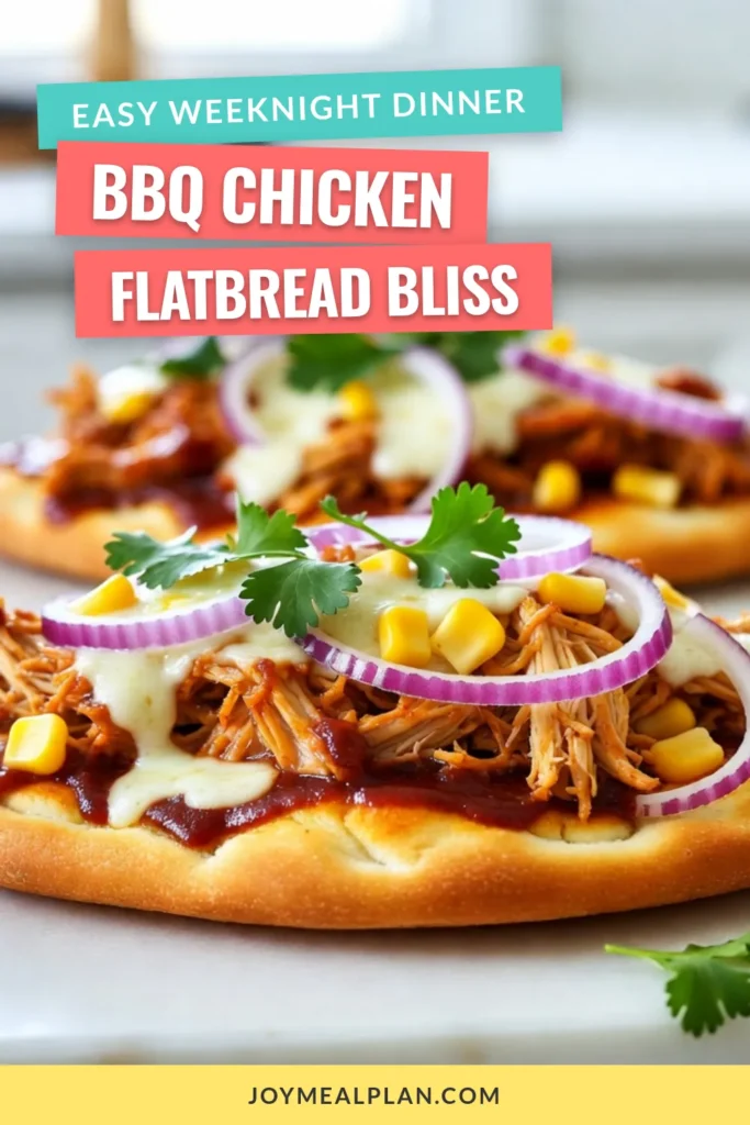 Experience a delicious twist on dinner with this BBQ chicken flatbread pizza! This easy BBQ chicken pizza is a simple flatbread pizza recipe that comes together in just 20 minutes, perfect for busy weeknights. Loaded with shredded chicken, tangy BBQ sauce, and melted mozzarella, it’s sure to impress. Try this homemade flatbread pizza for a quick dinner recipe that the whole family will love. Save this recipe for your next meal! #BBQChickenPizza #FlatbreadPizza #QuickDinnerRecipes #EasyRecipes